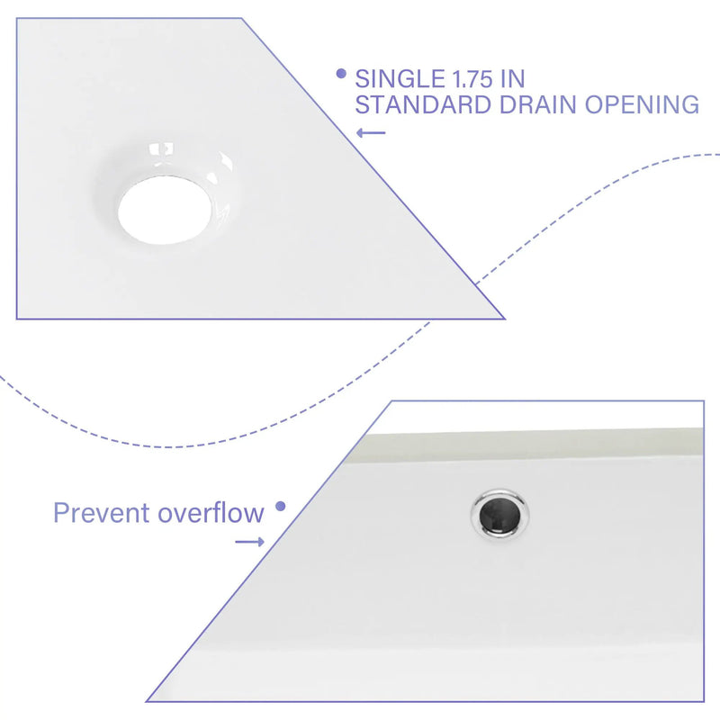 Modern Ceramic Rectangular Undermount Bathroom Sink With Overflow by HouseOfZazla