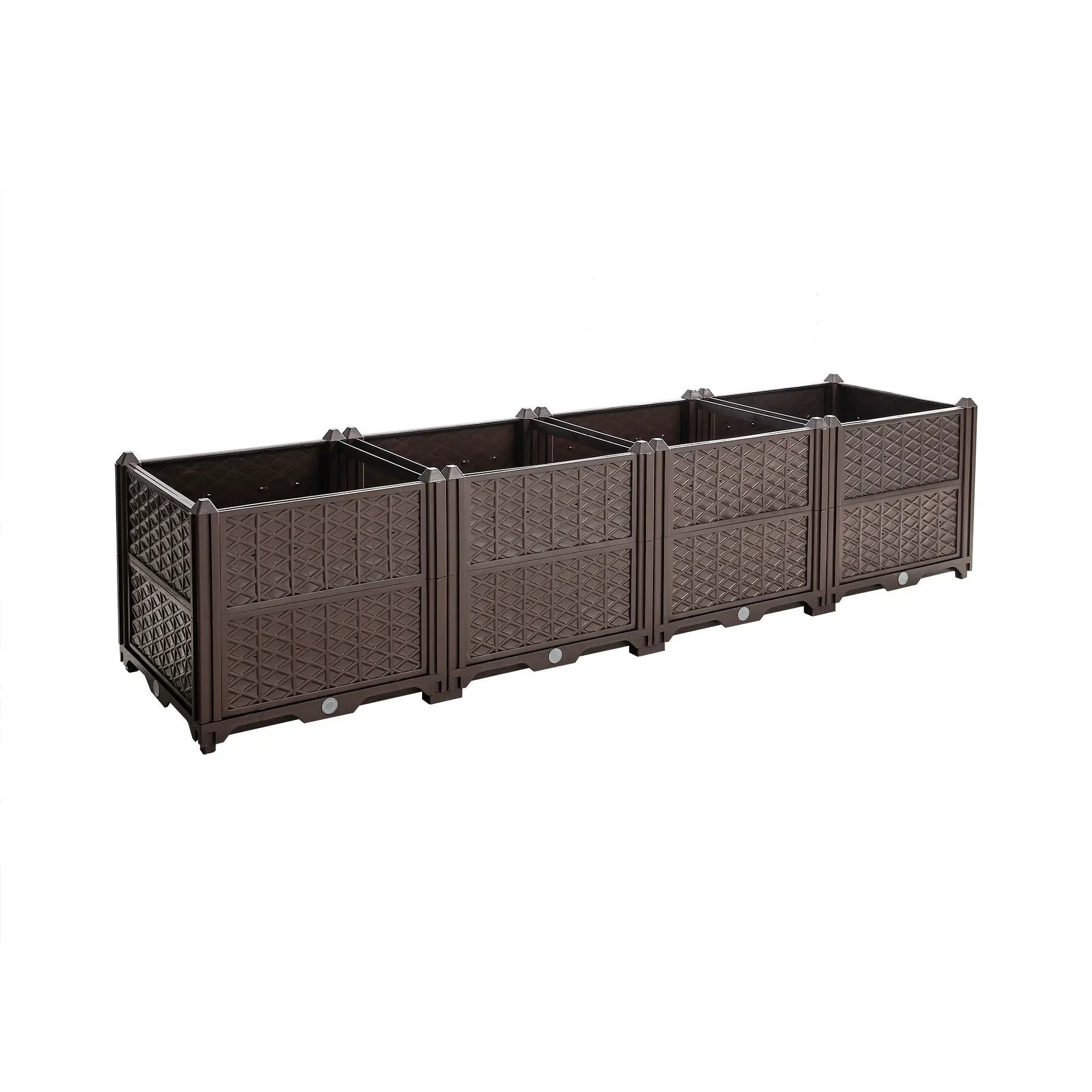 Indoor / Outdoor Rectangular Plastic Planting Box Kit For Vegetables, Herbs, Flowers & Succulents, Coffee, Polypropylene, 62.80" - Coffee by Unique Piece Furniture