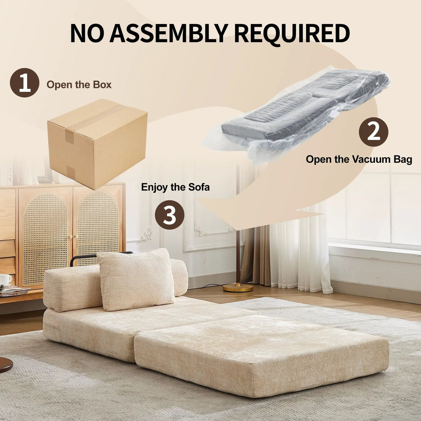 Convertible Floor Sofa Bed With Fixed Shape Frame For Living Room by HouseOfZazla