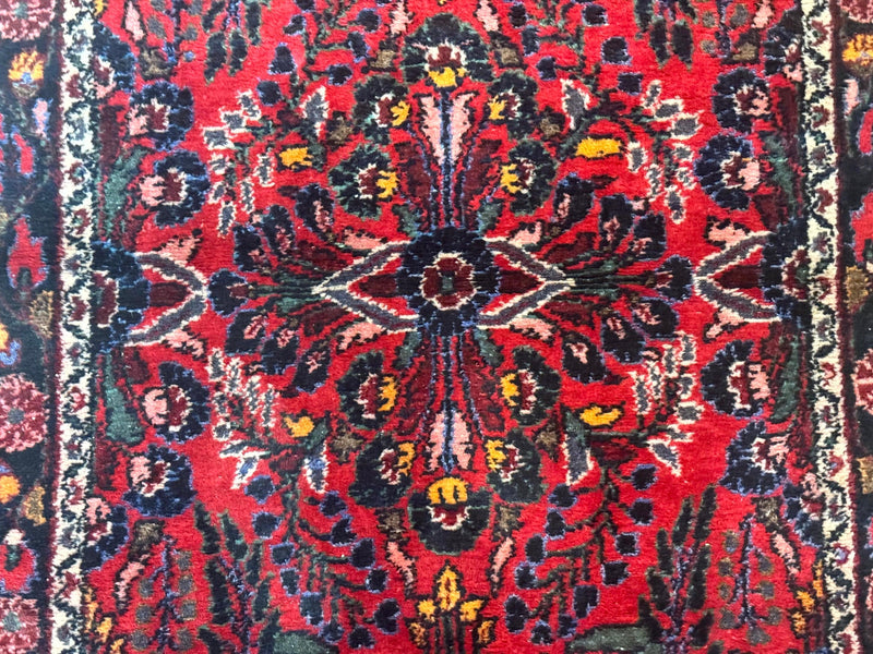 Persian Rug 3x5, Red Tribal Rug, Semi Antique, Wool Rug 3 x 5, Persian Hamadan Rug by Jewel Rugs
