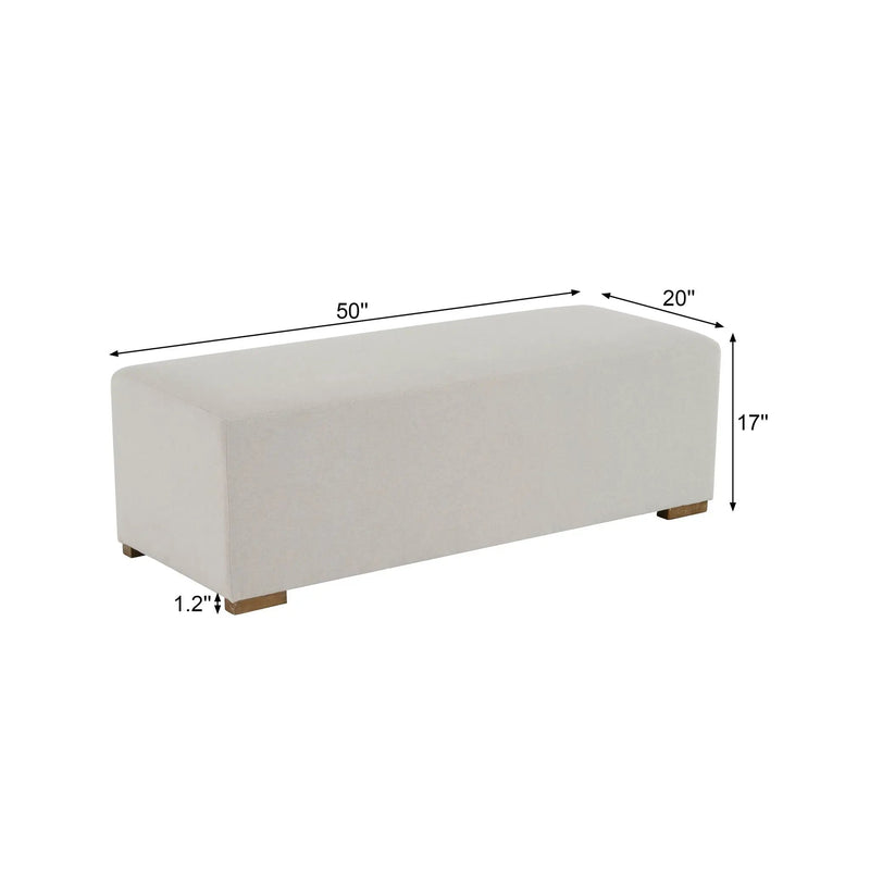 Simple Long Ottoman For Living Room - White by HouseOfZazla