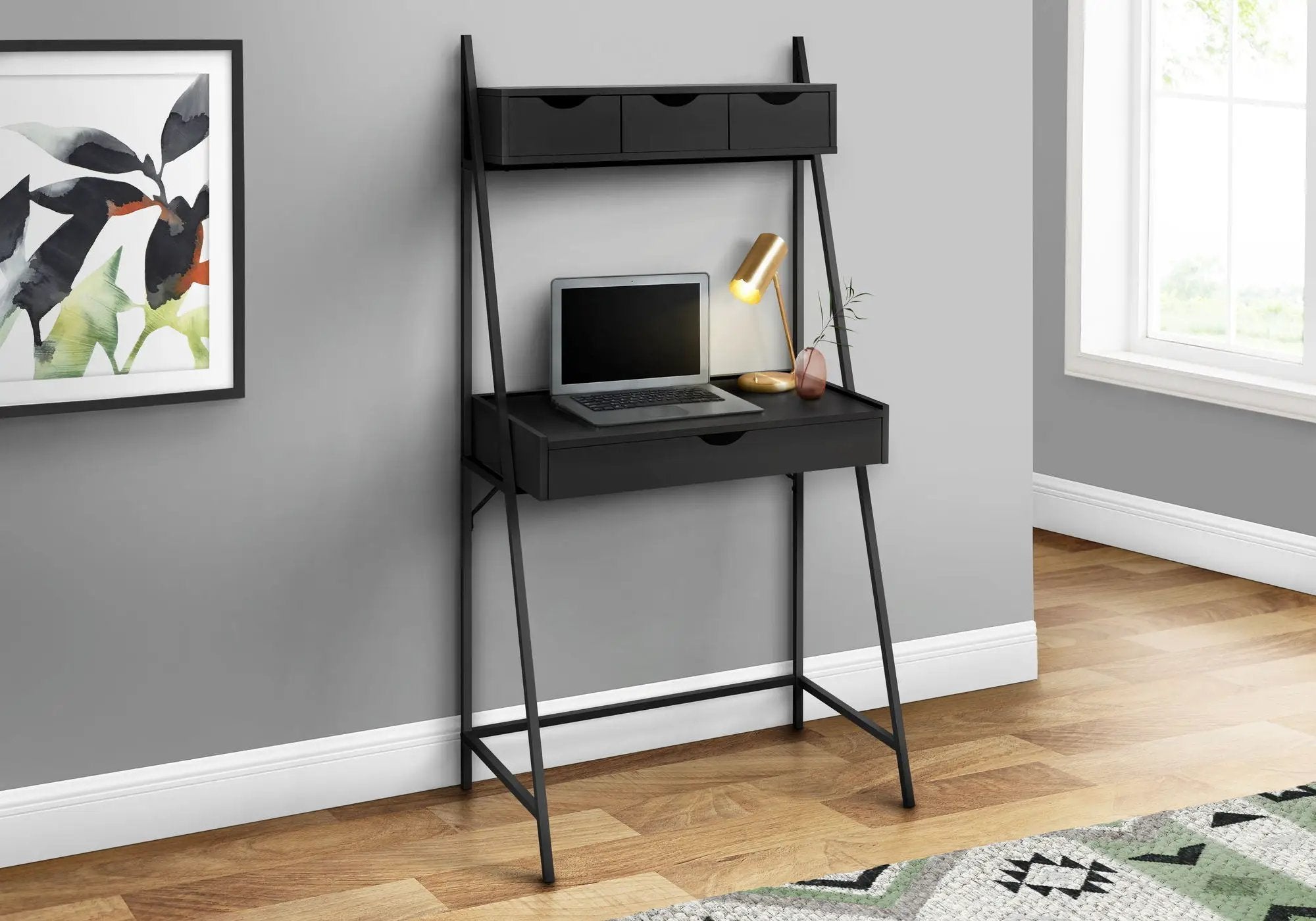 Computer Desk For Home Office, Laptop, Leaning, Storage Drawers, Contemporary & Modern by Unique Piece Furniture