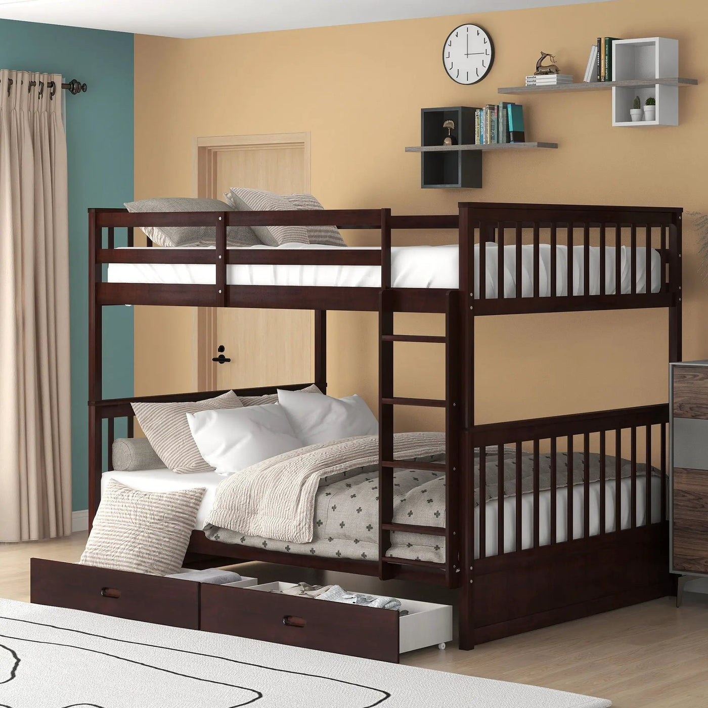 Bunk Bed With Ladders And 2 Storage Drawers by Unique Piece Furniture