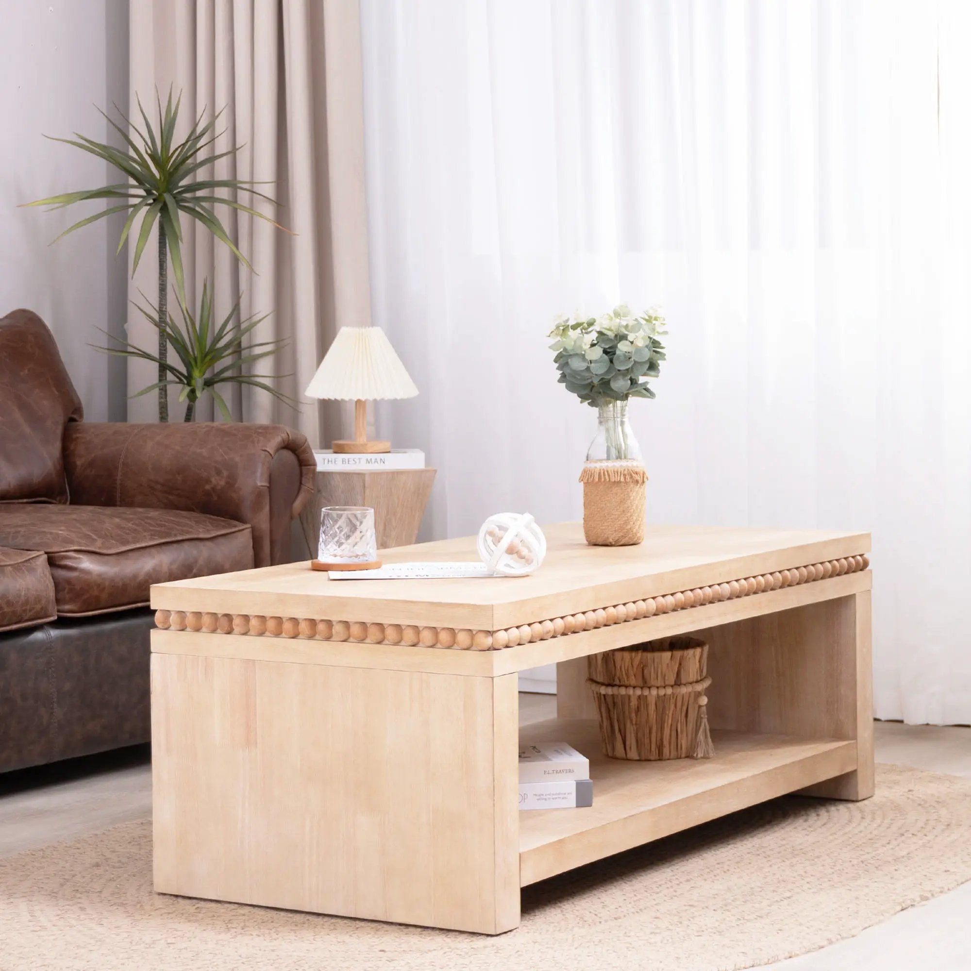 Modern Coffee Table With Beaded Trim by Unique Piece Furniture