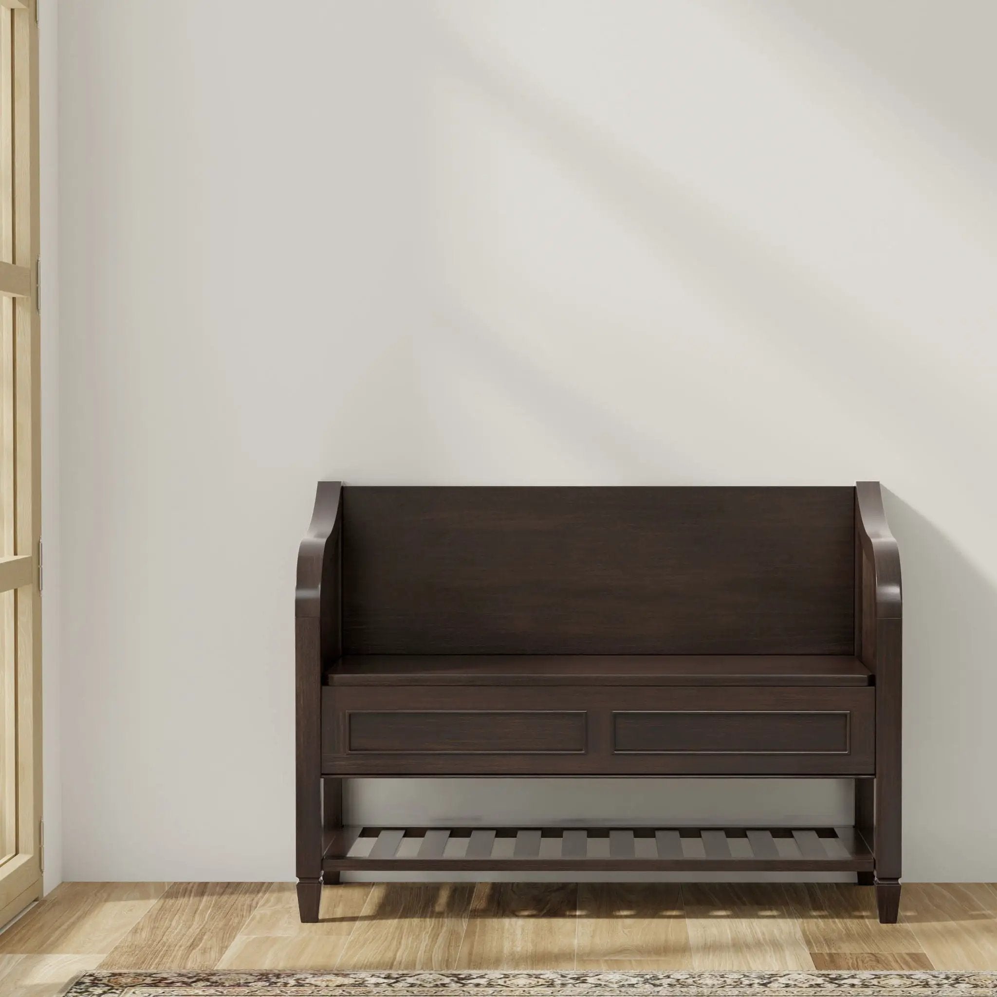 Connaught - Entryway Storage Bench With Shelf - Chestnut by HouseOfZazla