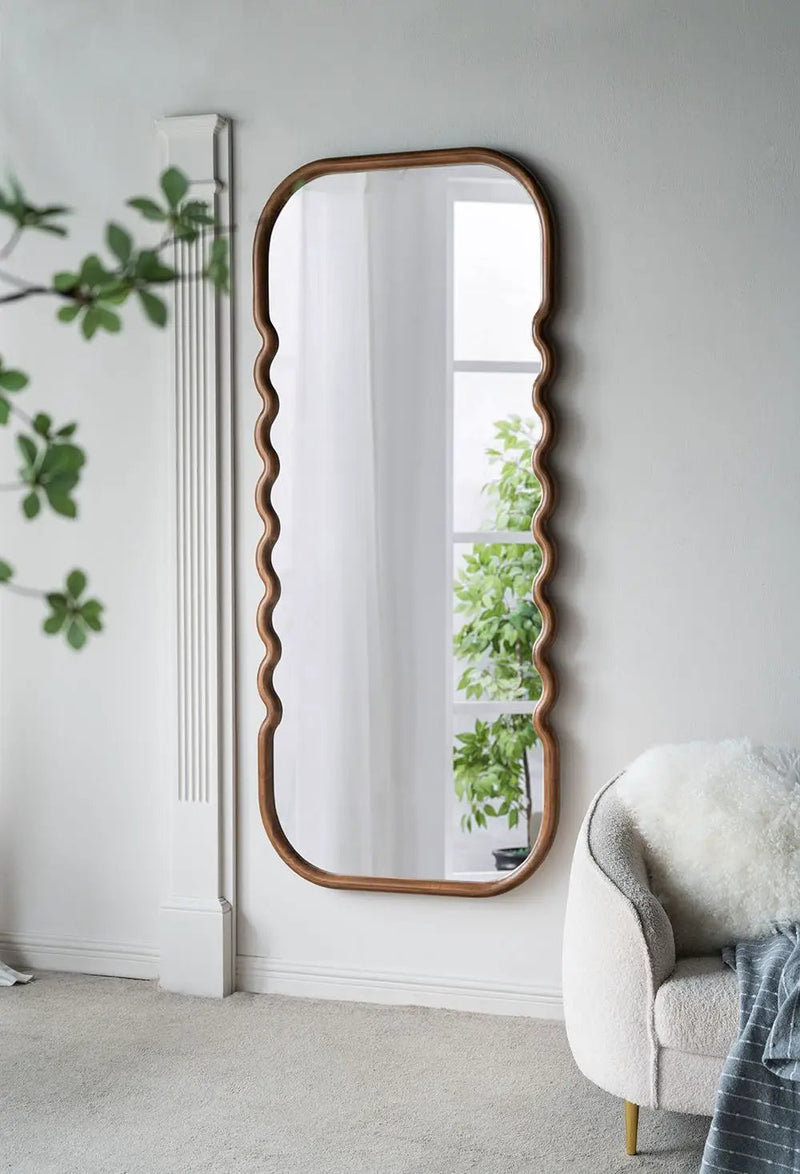 Oversized Wooden Floor Mirror With Unique Frame - Brown by Unique Piece Furniture
