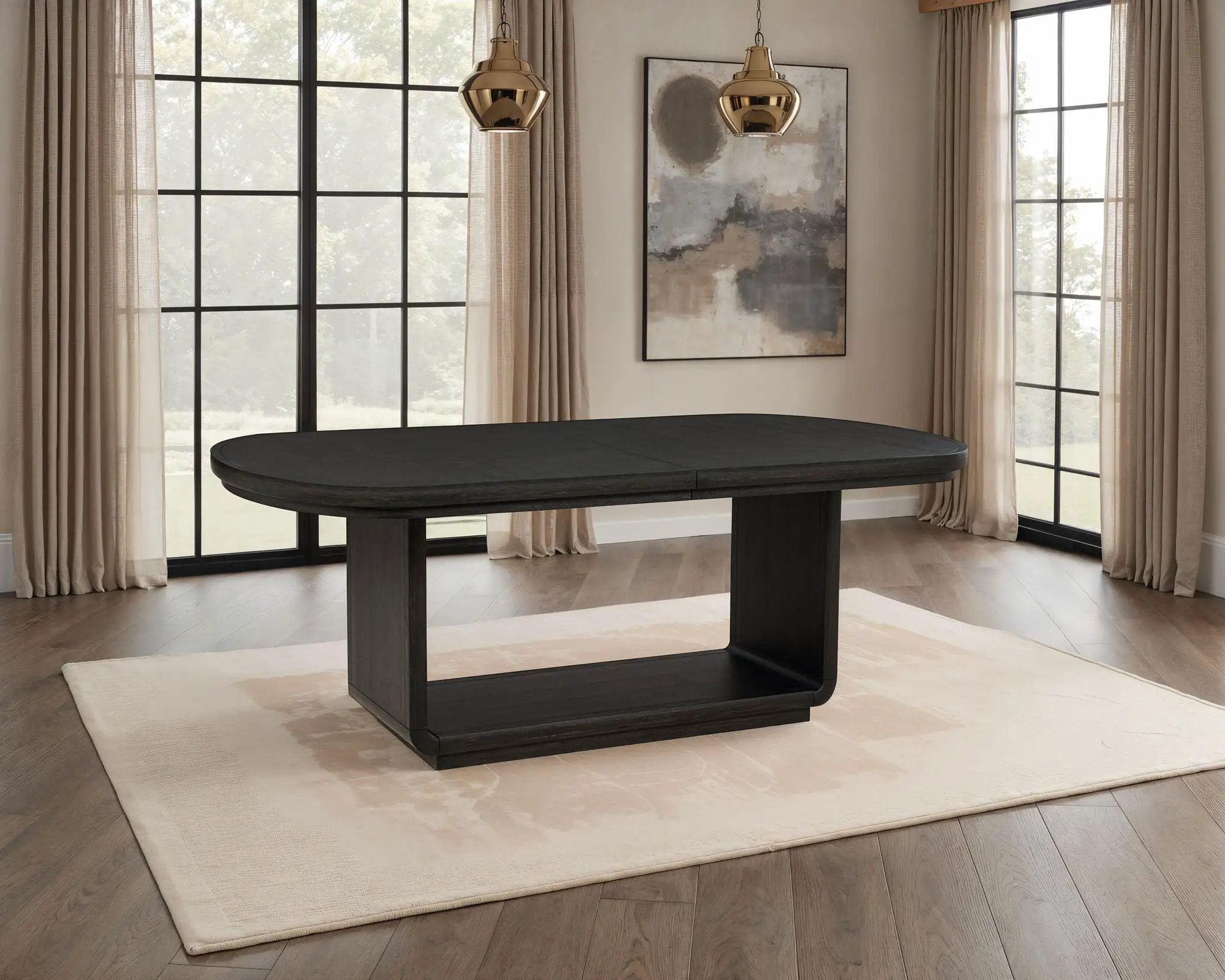 Leandro 78-inch Extension Dining Room Table Burnished Black by Unique Piece Furniture