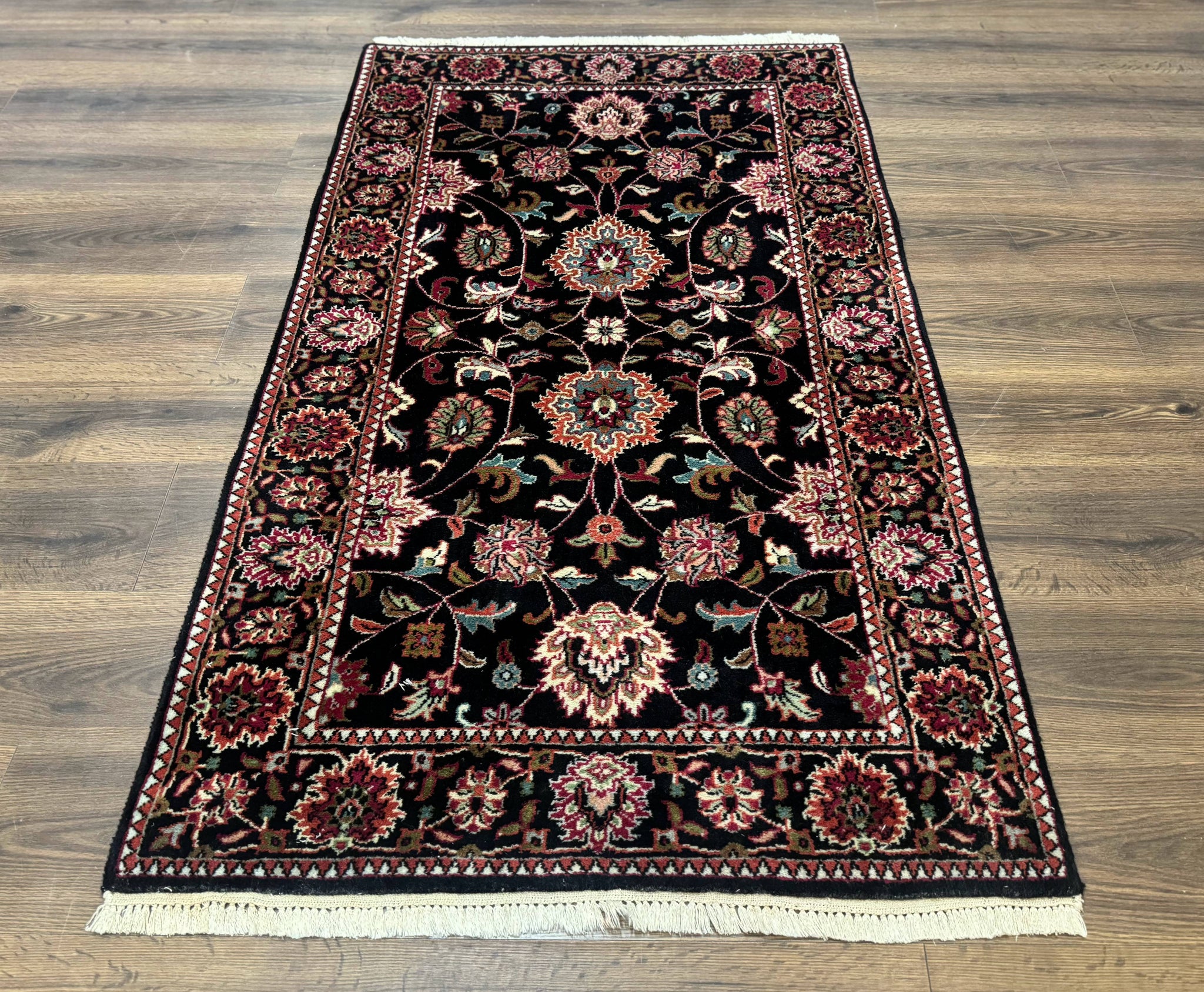Indo Persian Sarouk Rug 3x5, Black Traditional Oriental Carpet by Jewel Rugs