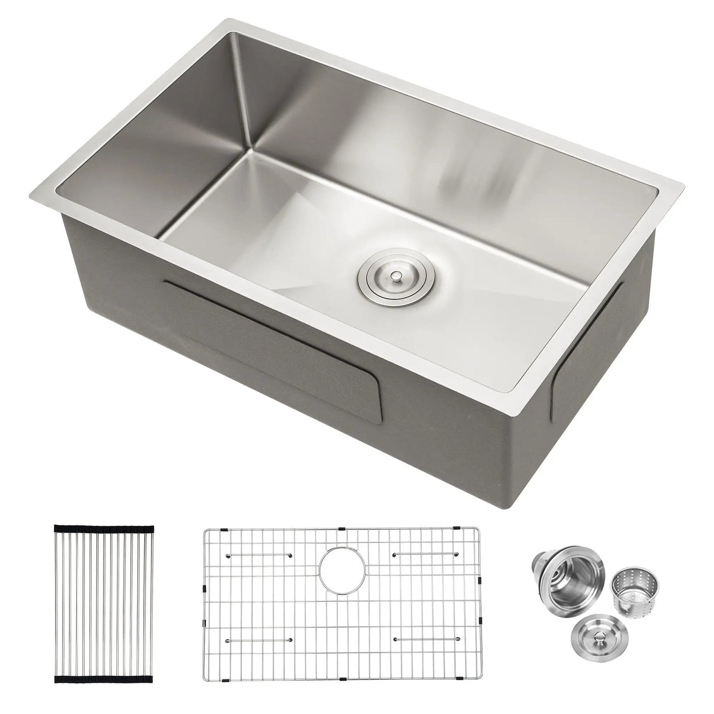 Modern Undermount Stainless Steel Kitchen Sink 16 Gauge, Deep Single Bowl by HouseOfZazla