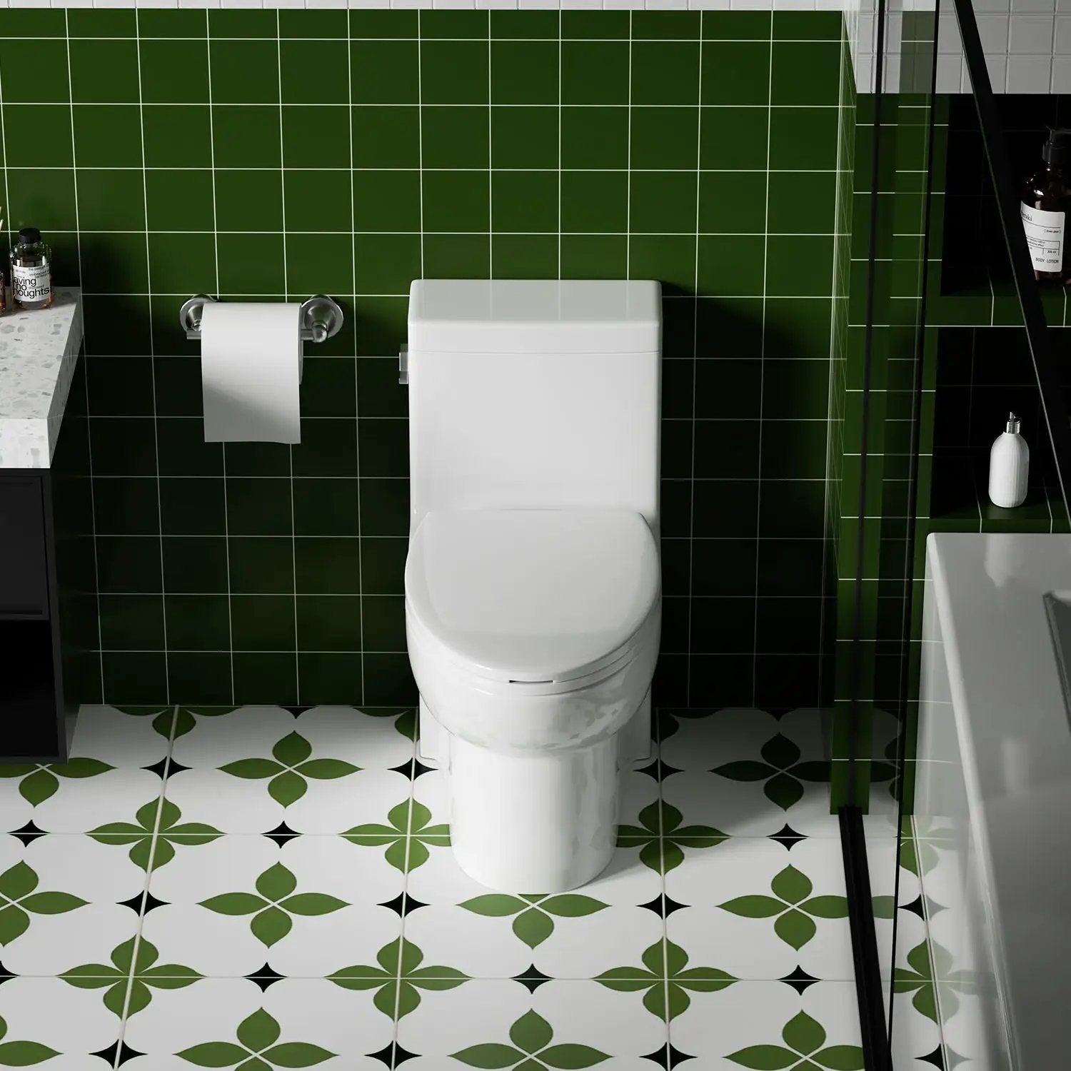 Gloss Tornado Flush 1 Piece Elongated Toilet With Siphonic Side Press, ADA Comfort Chair Height - Gloss White by HouseOfZazla