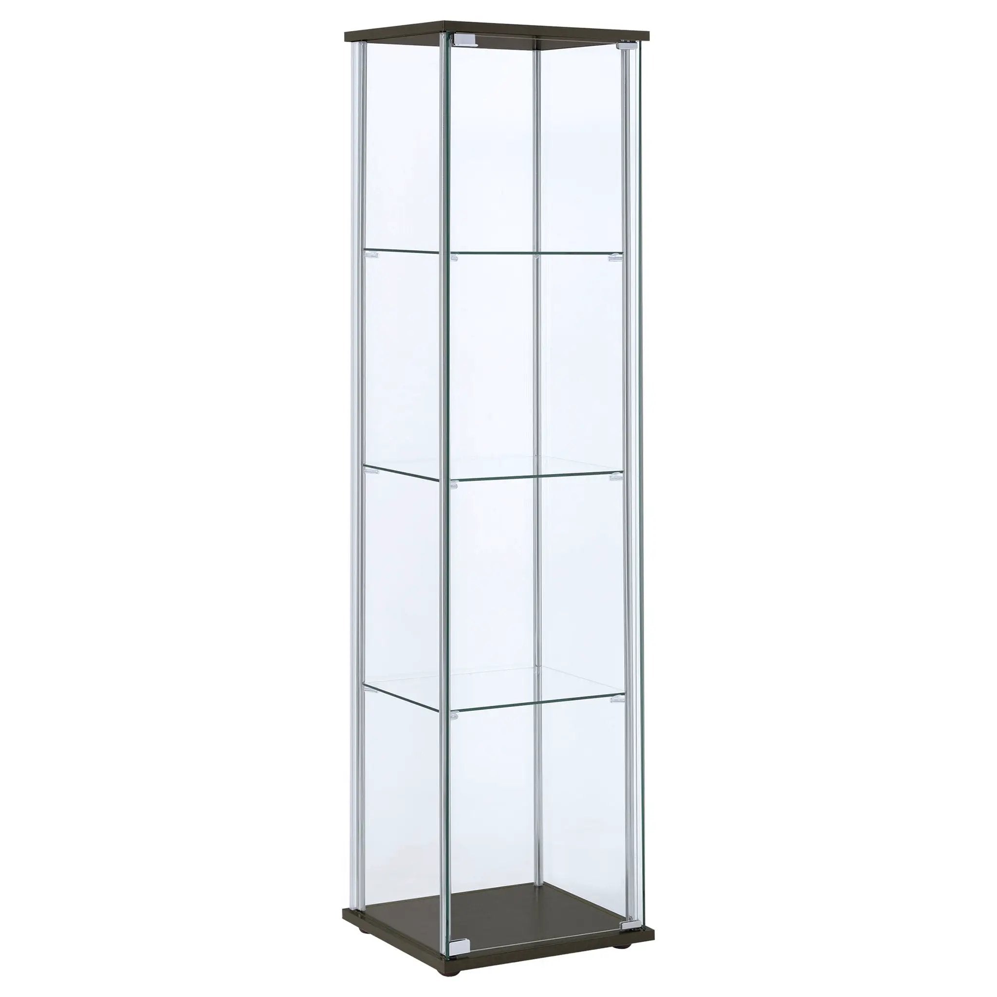 Bellatrix 3-shelf Clear Glass Curio Cabinet Cappuccino by Unique Piece Furniture