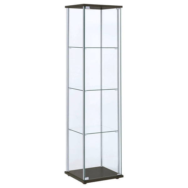 Bellatrix 3-shelf Clear Glass Curio Cabinet Cappuccino
