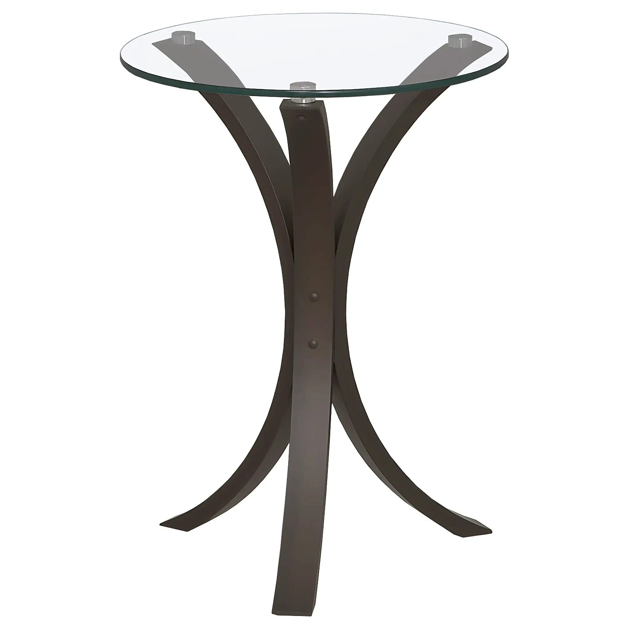 Helena - Round Glass Top Accent Side Table - Cappuccino by HouseOfZazla
