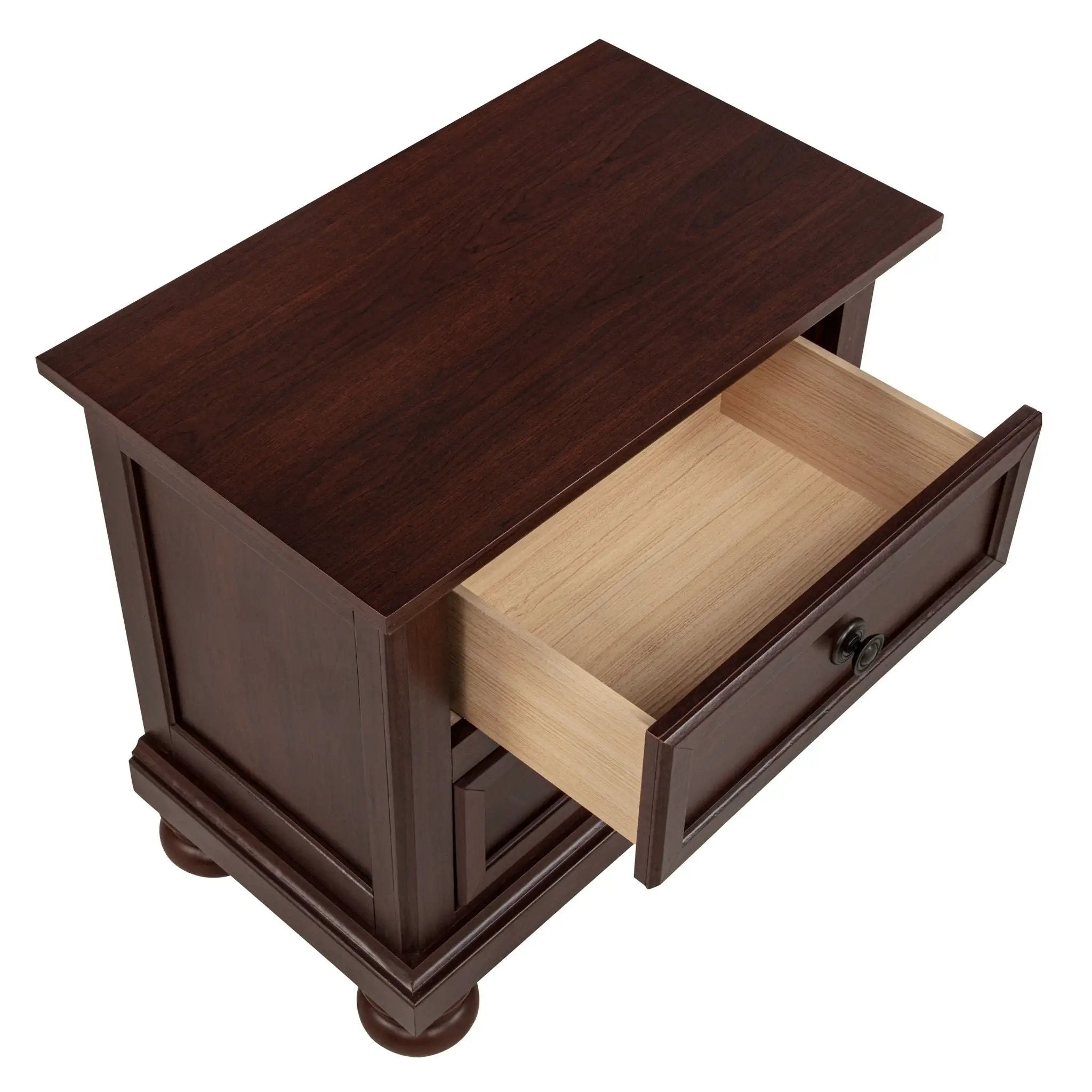 1 Piece Nightstand, 2 Drawer Storage Bedroom Furniture - Brown / Cherry by Unique Piece Furniture