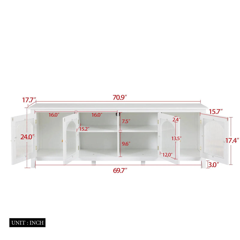 StylishTVcabinet Entertainment CenterTV Stand, TVconsoletable, Media Console, Solidwood Frame, Changhong Glass Door, Metal Handle by Unique Piece Furniture