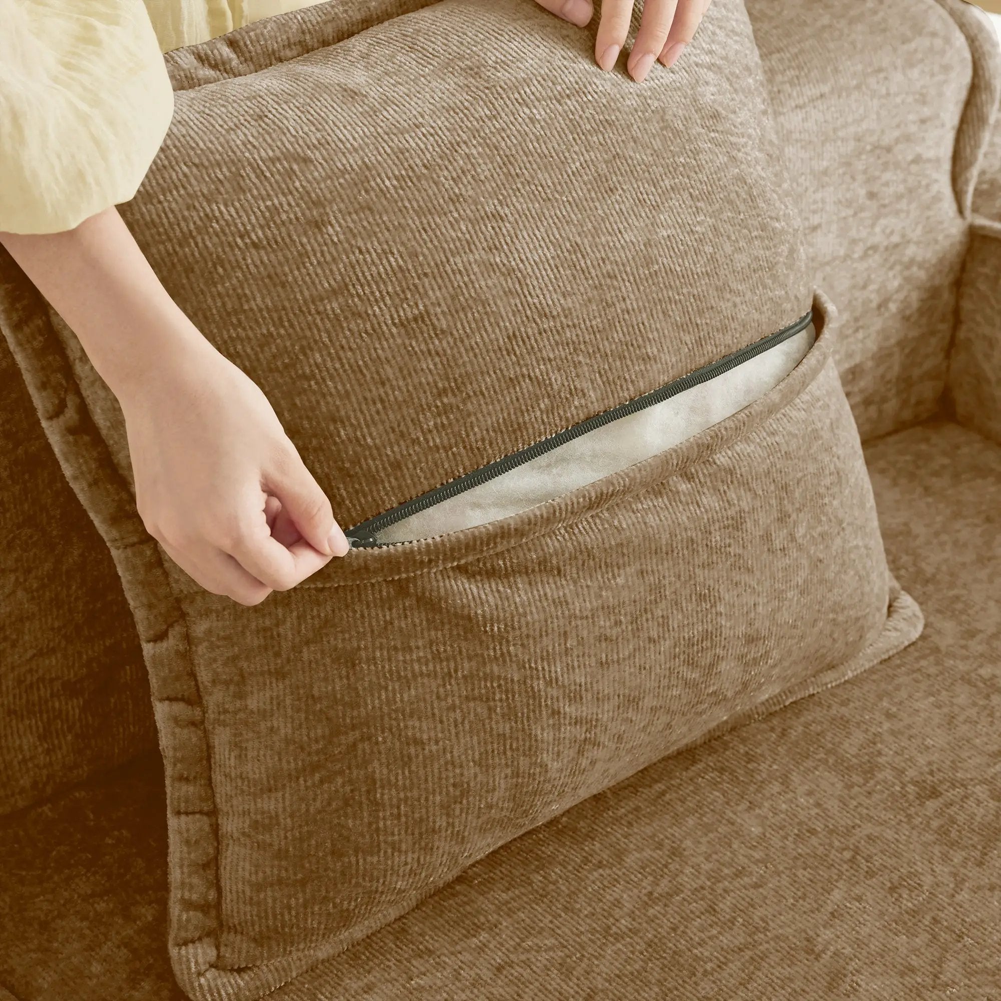 Deep Seat Modular 3 Seat Boneless Sofa with French Edge Piping by HouseOfZazla