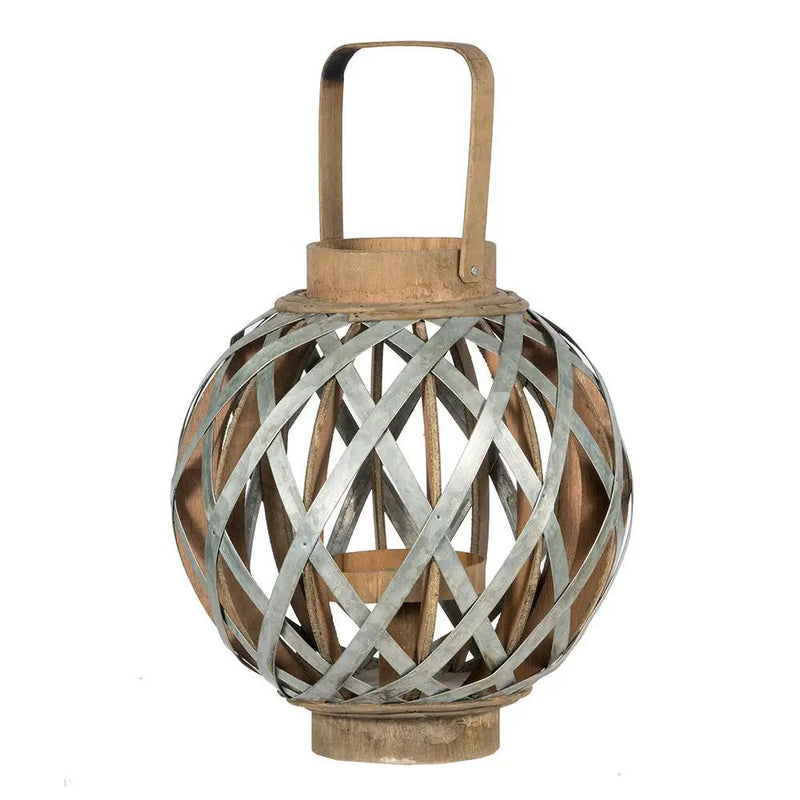 Decorative Lantern With Handle, Wooden Lantern For Indoor Outdoor, Home Garden, Wedding - Silver by HouseOfZazla