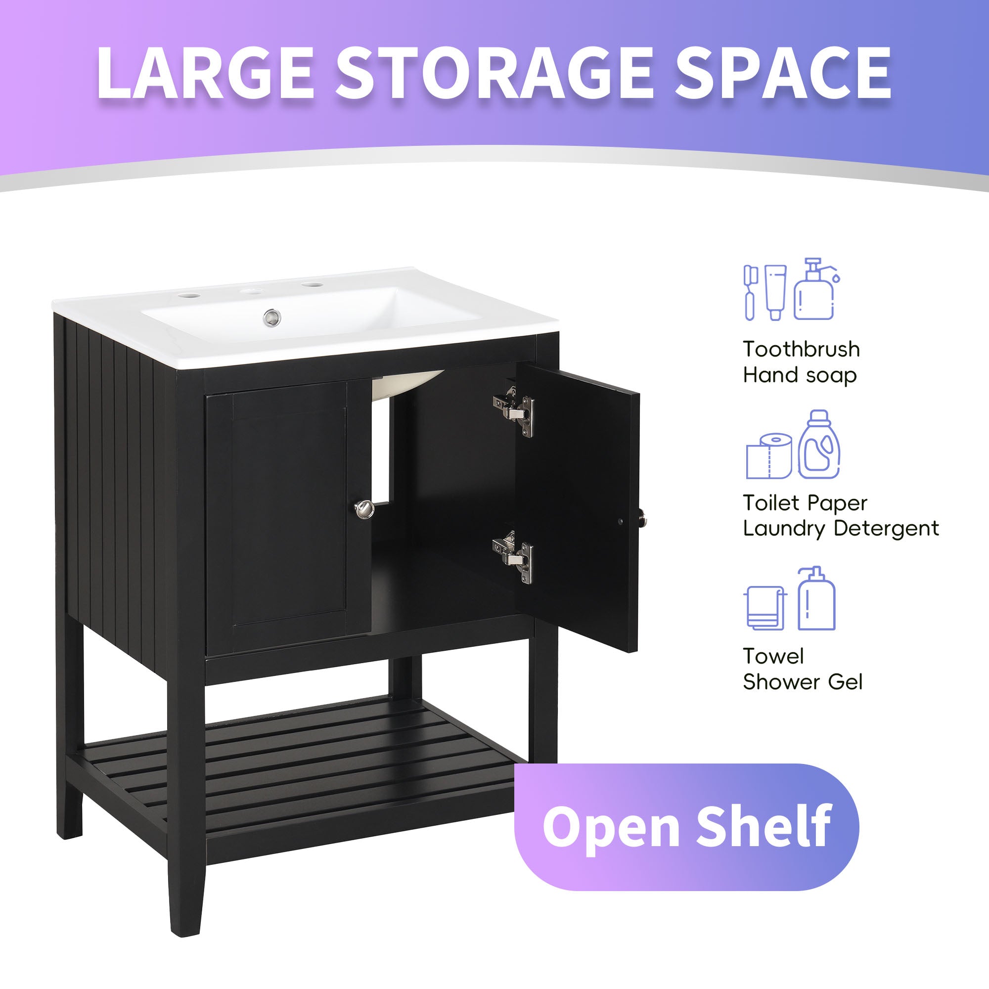 24" Black Bathroom Vanity by HouseOfZazla