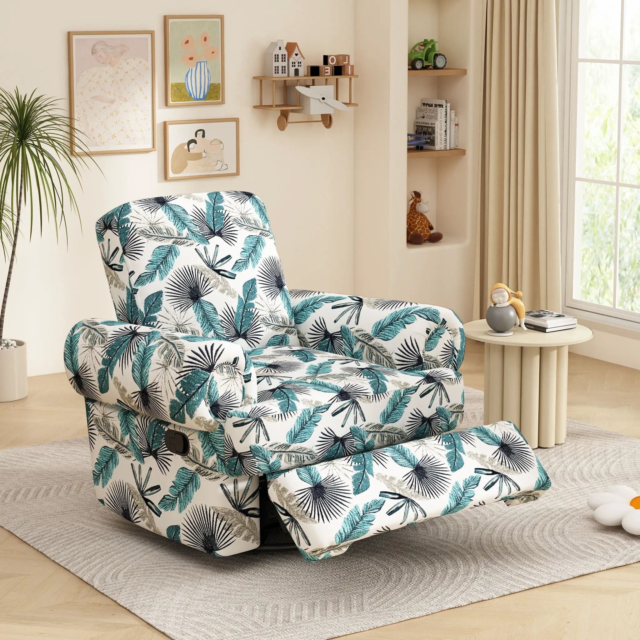 Manual Swivel Recliner Rocker Chair With Adjustable Backrest by Unique Piece Furniture