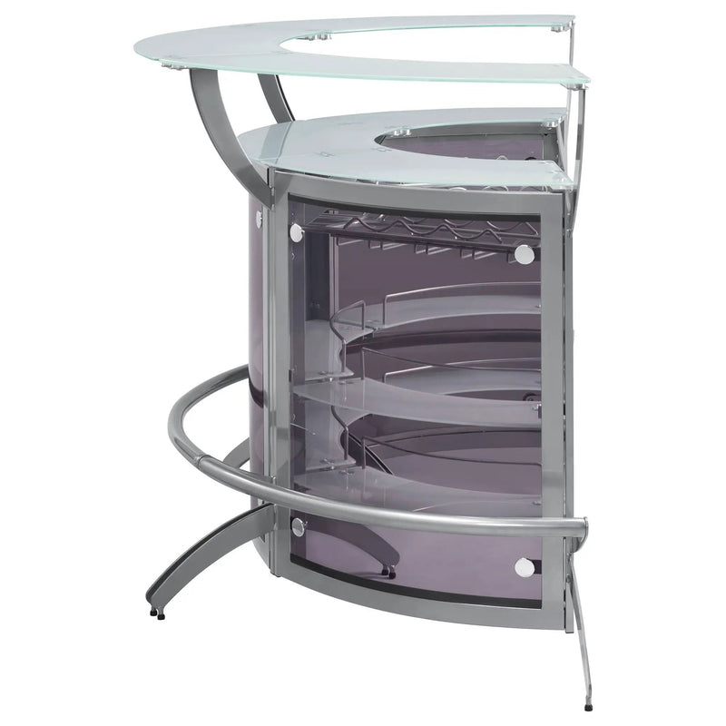 Dallas 3-piece Curved Freestanding Home Bar Cabinet Silver by Unique Piece Furniture