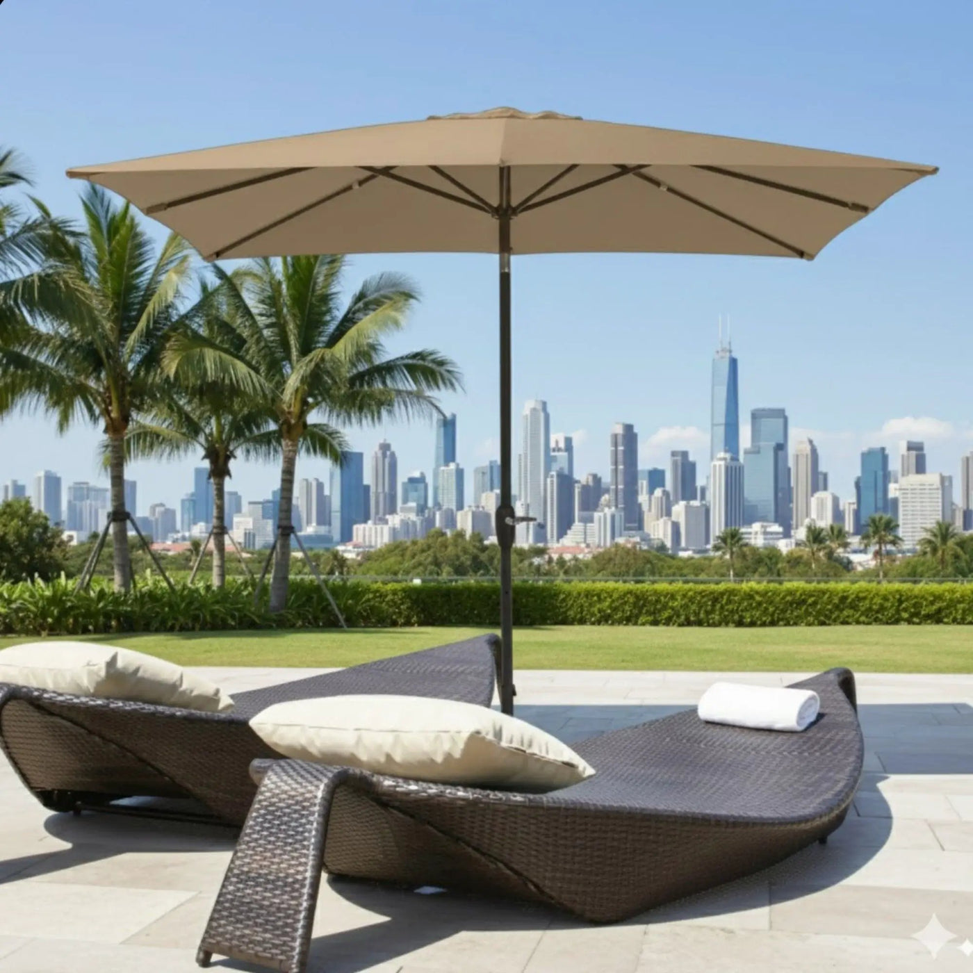 Rectangular Patio Umbrella With Crank Tilt, Polyester UV-Resistant Canopy by HouseOfZazla