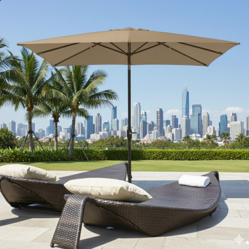 Rectangular Patio Umbrella With Crank Tilt, Polyester UV-Resistant Canopy by HouseOfZazla