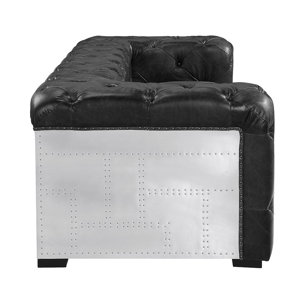 Brancaster - Sofa - Black Top Grain Leather & Aluminum by Unique Piece Furniture