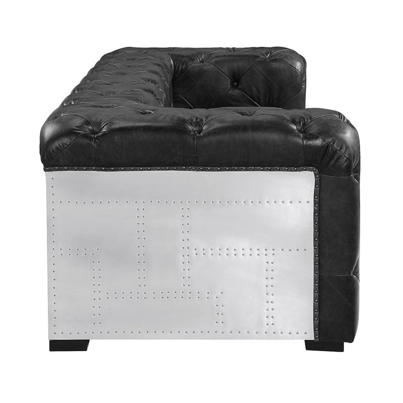 Brancaster - Sofa - Black Top Grain Leather & Aluminum by Unique Piece Furniture