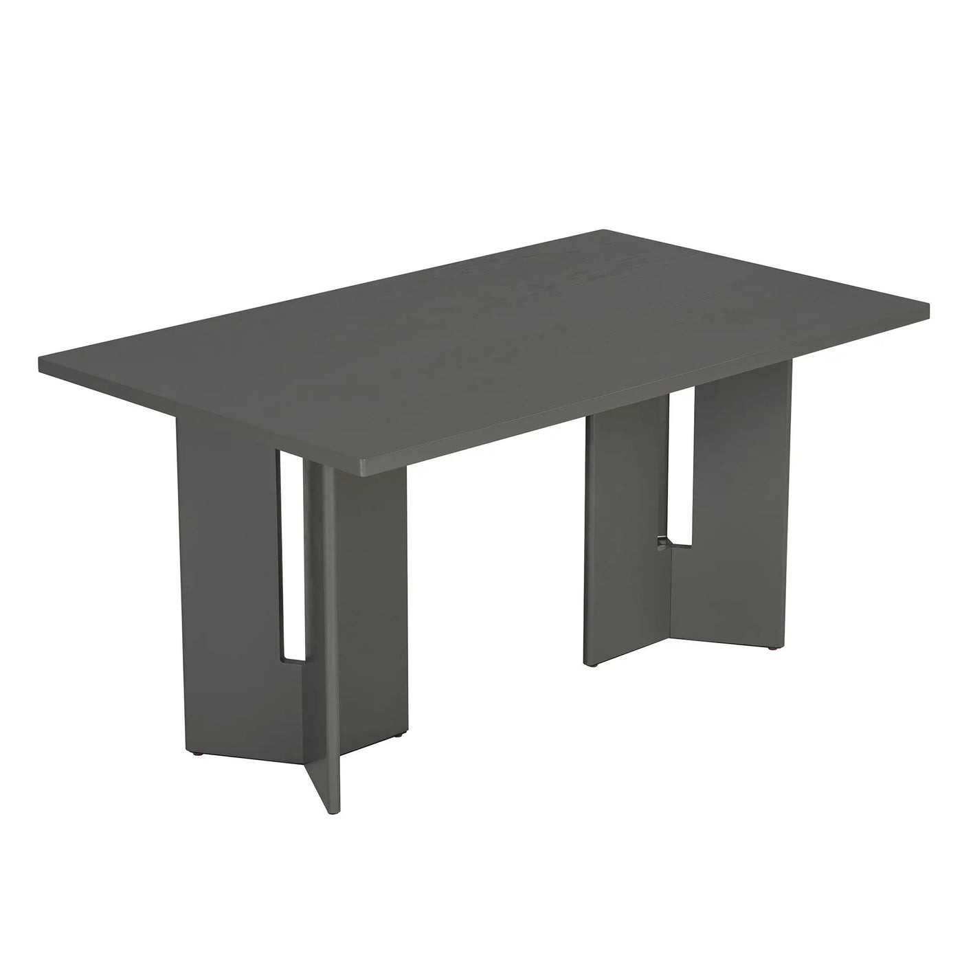 Dining Table Set With 6 Upholstered Chairs, Rectangular Table With Cutout Legs by HouseOfZazla