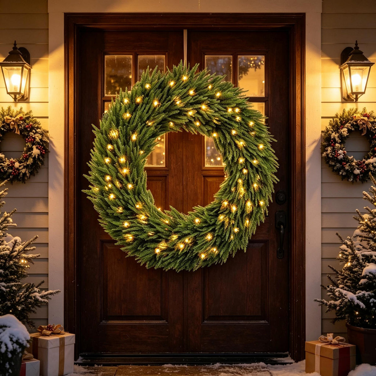 36-Inch Pre-Lit Christmas Wreath with Warm White Lights - Green, photo 2 of 9