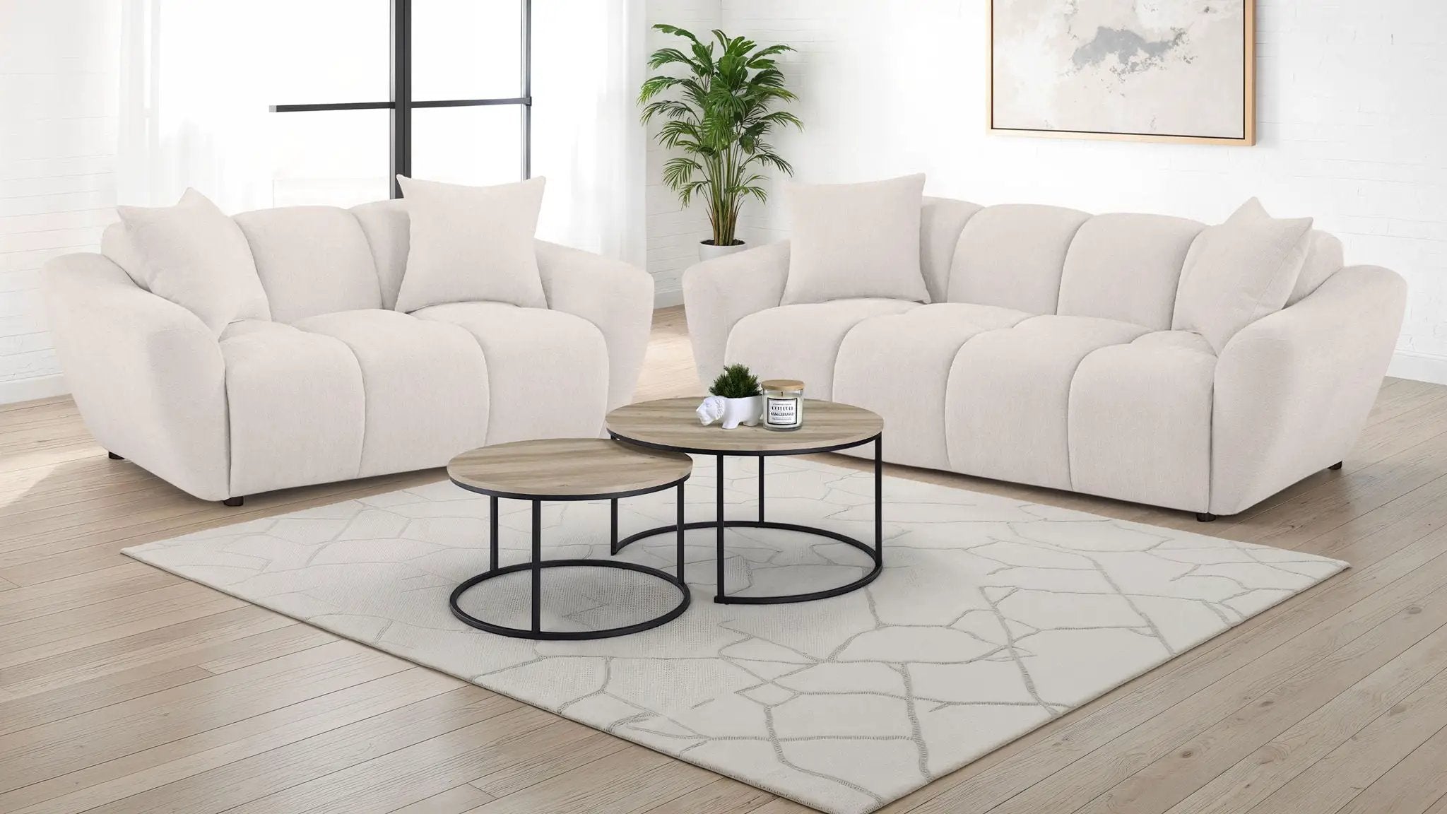 Destino 2-piece Chenille Splayed Arm Sofa Set Greige by Unique Piece Furniture