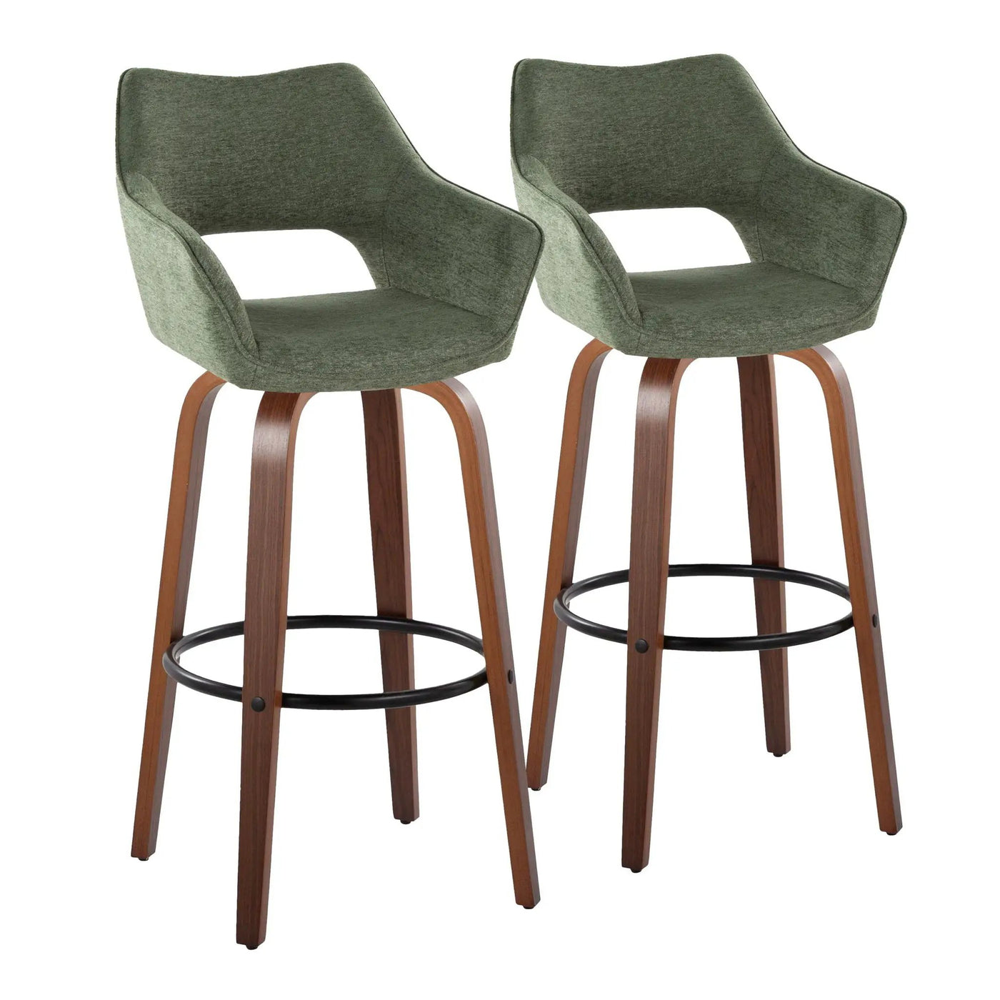 Mustang - Contemporary Fixed Height Barstool With Swivel & Round Footrest (Set of 2) by HouseOfZazla