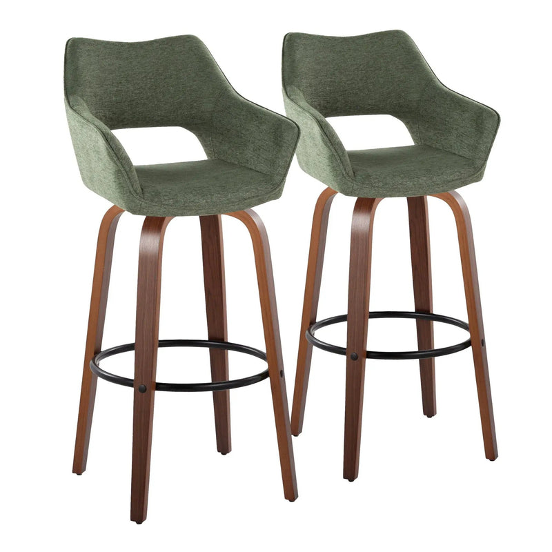 Mustang - Contemporary Fixed Height Barstool With Swivel & Round Footrest (Set of 2) by HouseOfZazla