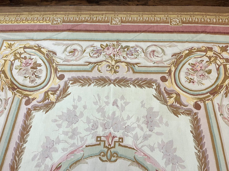 Large Aubusson Rug 11x15, Oversized Gallery Palace Size Flatweave Savonnerie Carpet 11 x 15 ft, Wool Handmade Vintage Elegant European by Jewel Rugs