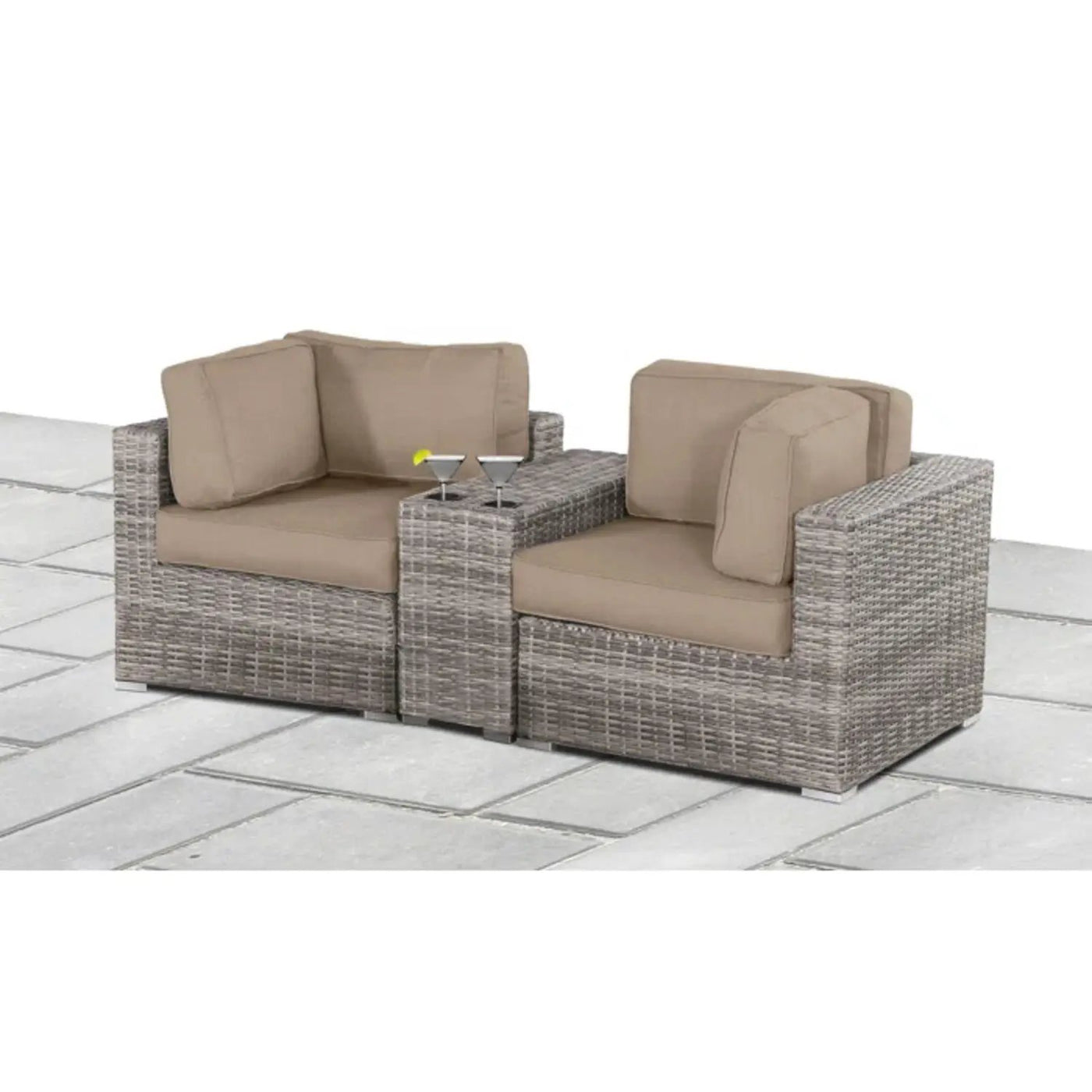 Handcrafted Outdoor Loveseat With Wicker Seating by Unique Piece Furniture