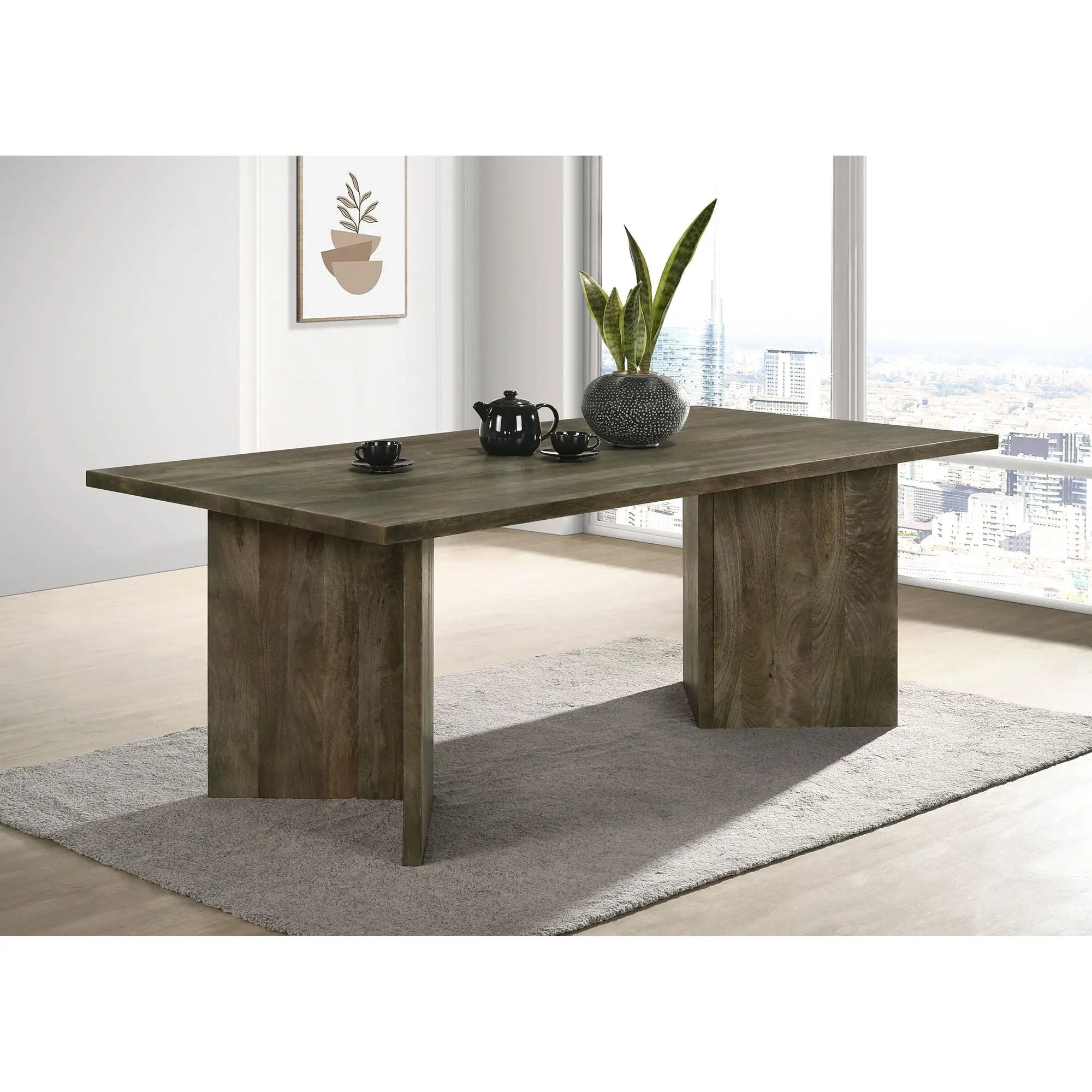 Roman - Rectangular Double V Leg Dining Table - Brown by HouseOfZazla