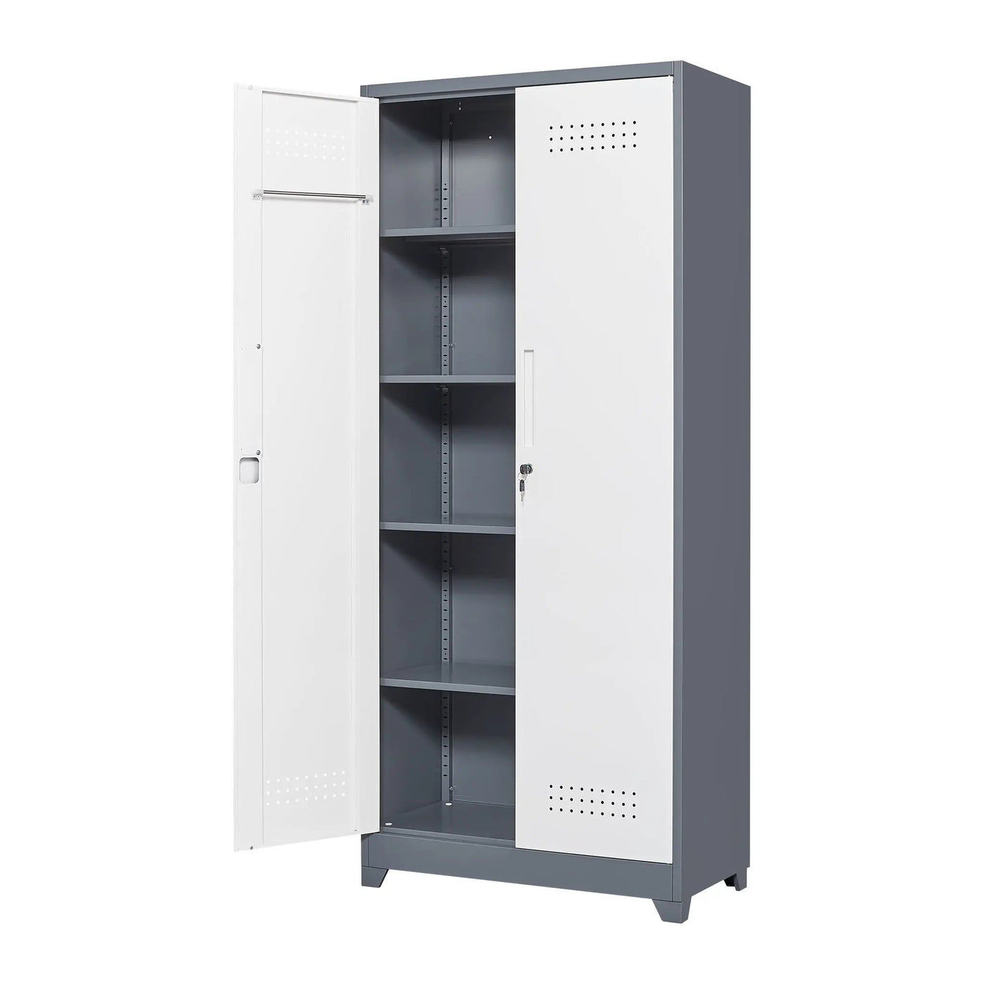 Lockers With Locking Doors, Adjustable Shelves, High Broom Tool Storage Cabinet by HouseOfZazla
