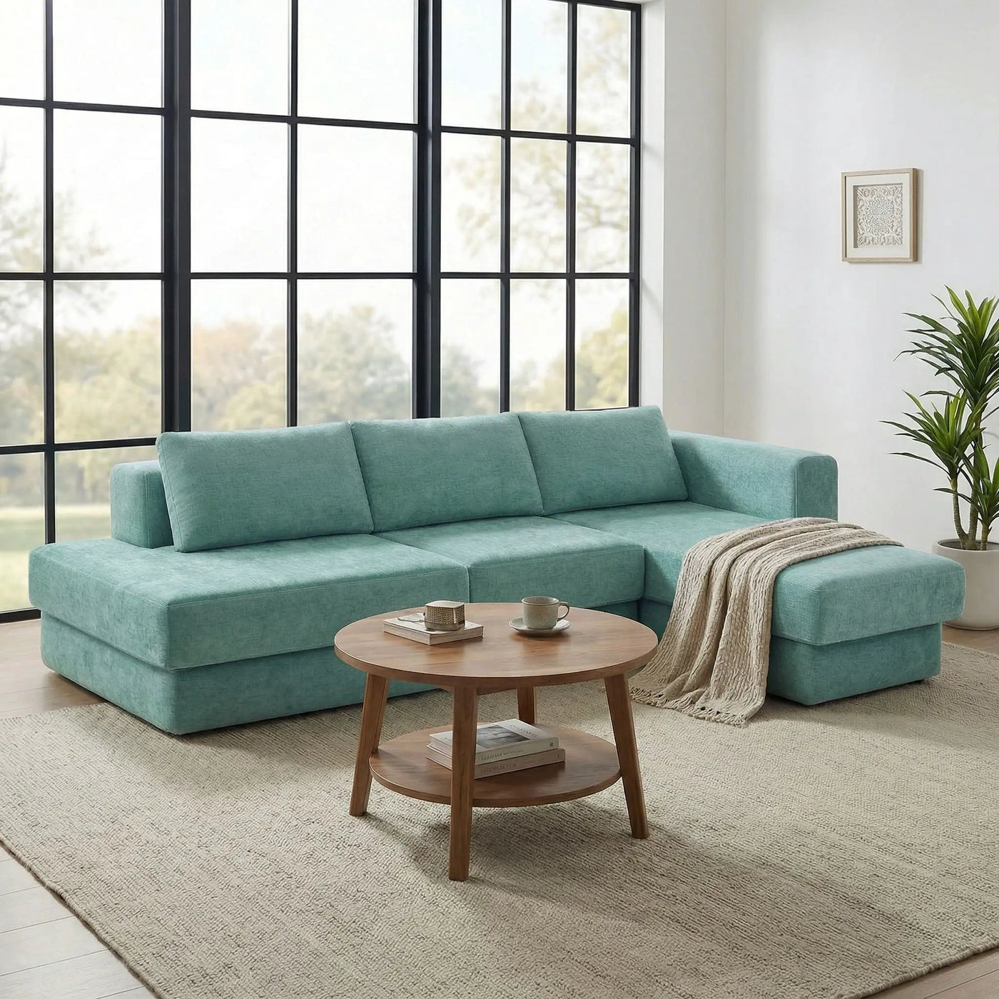 L-Shaped Modular Sofa With Double Layer Cushion by HouseOfZazla