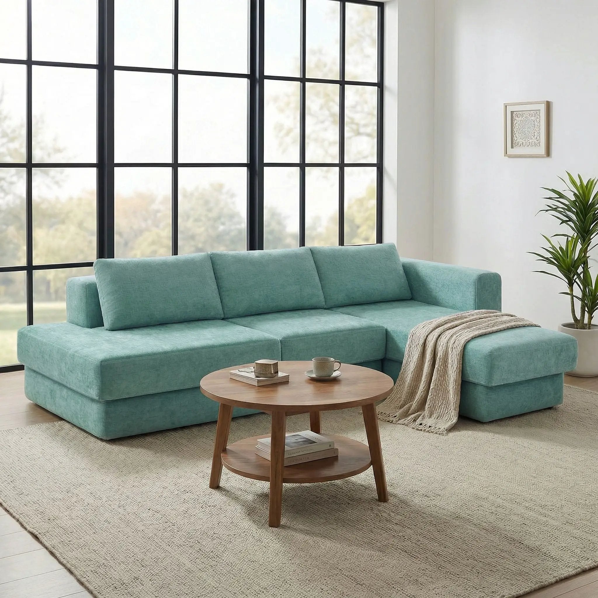 L-Shaped Modular Sofa With Double Layer Cushion by HouseOfZazla