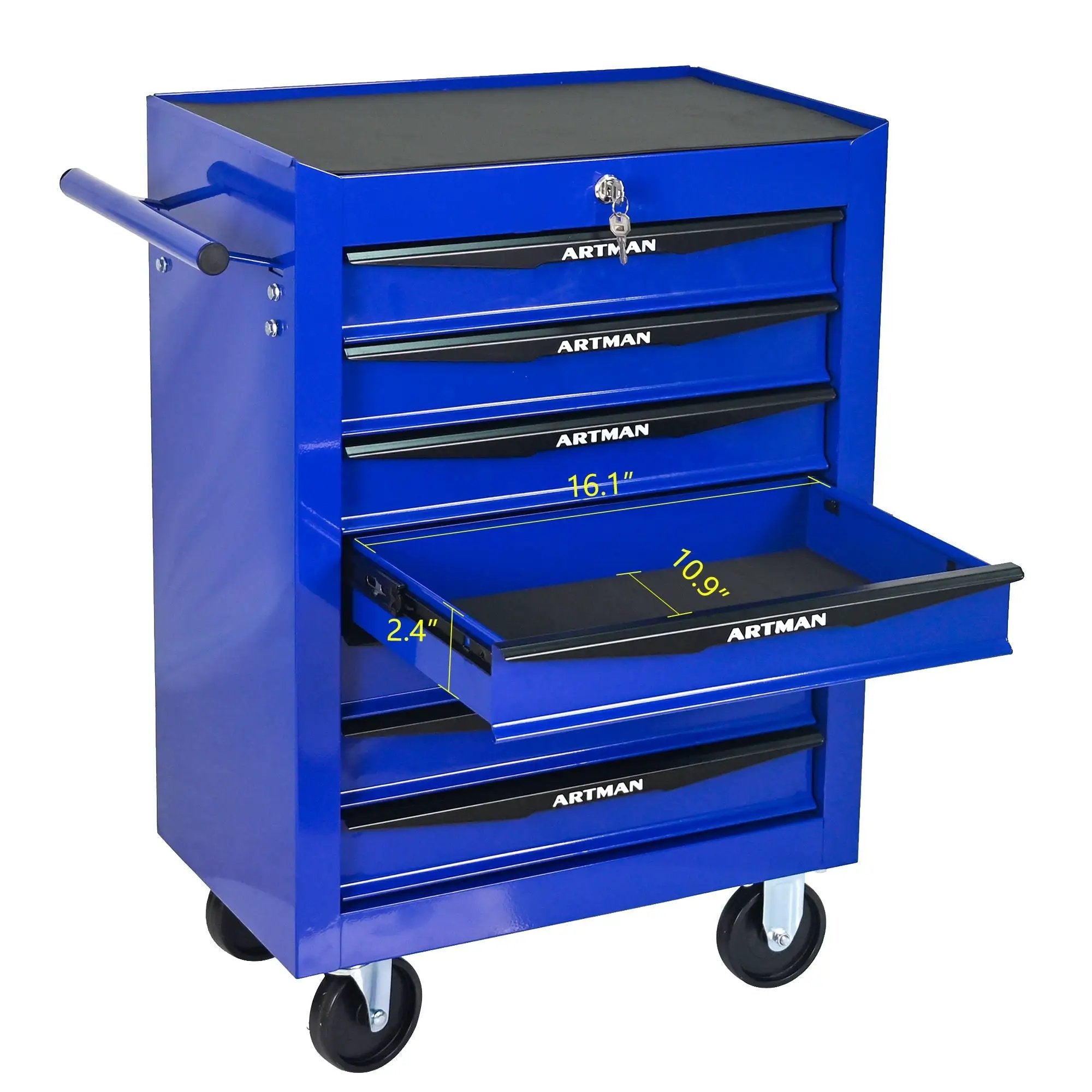 Rolling Metal Tool Chest With Drawers, Steel Storage Cabinet With Ball Bearing Slides by HouseOfZazla