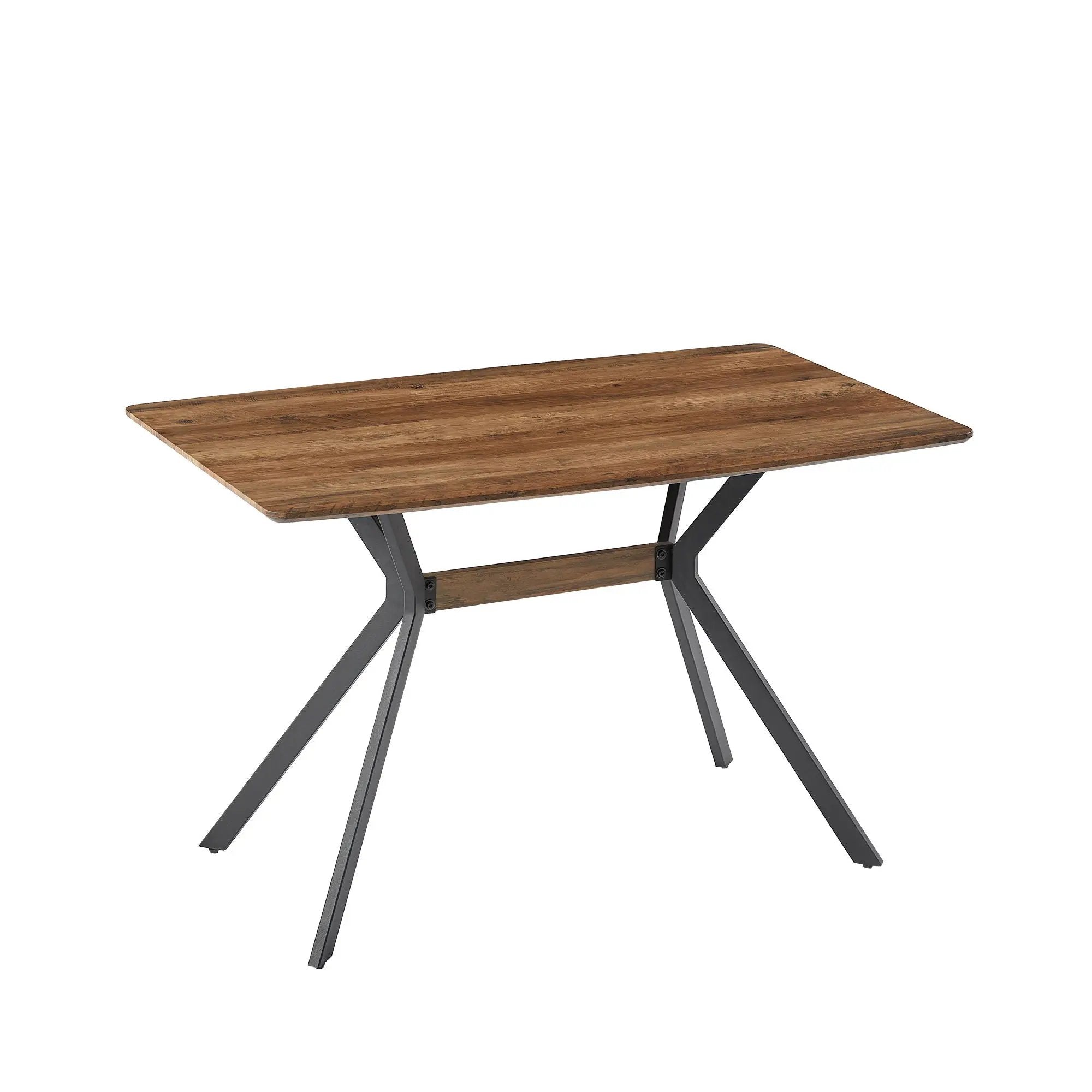 Modern Minimalist Style Dining Table MDF Wooden Top Metal Shelf Metal Heat Transfer Legs Leveling Feet For Dining Room Kitchen Office Table - Walnut / Black by Unique Piece Furniture