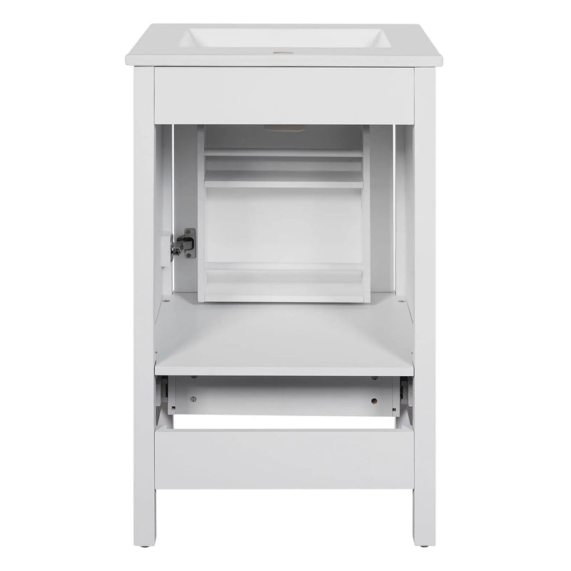 Bathroom Vanity With Ceramic Sink, Soft Close Drawers, Door Organizer, Divider Drawer, Adjustable Foot Pads by HouseOfZazla