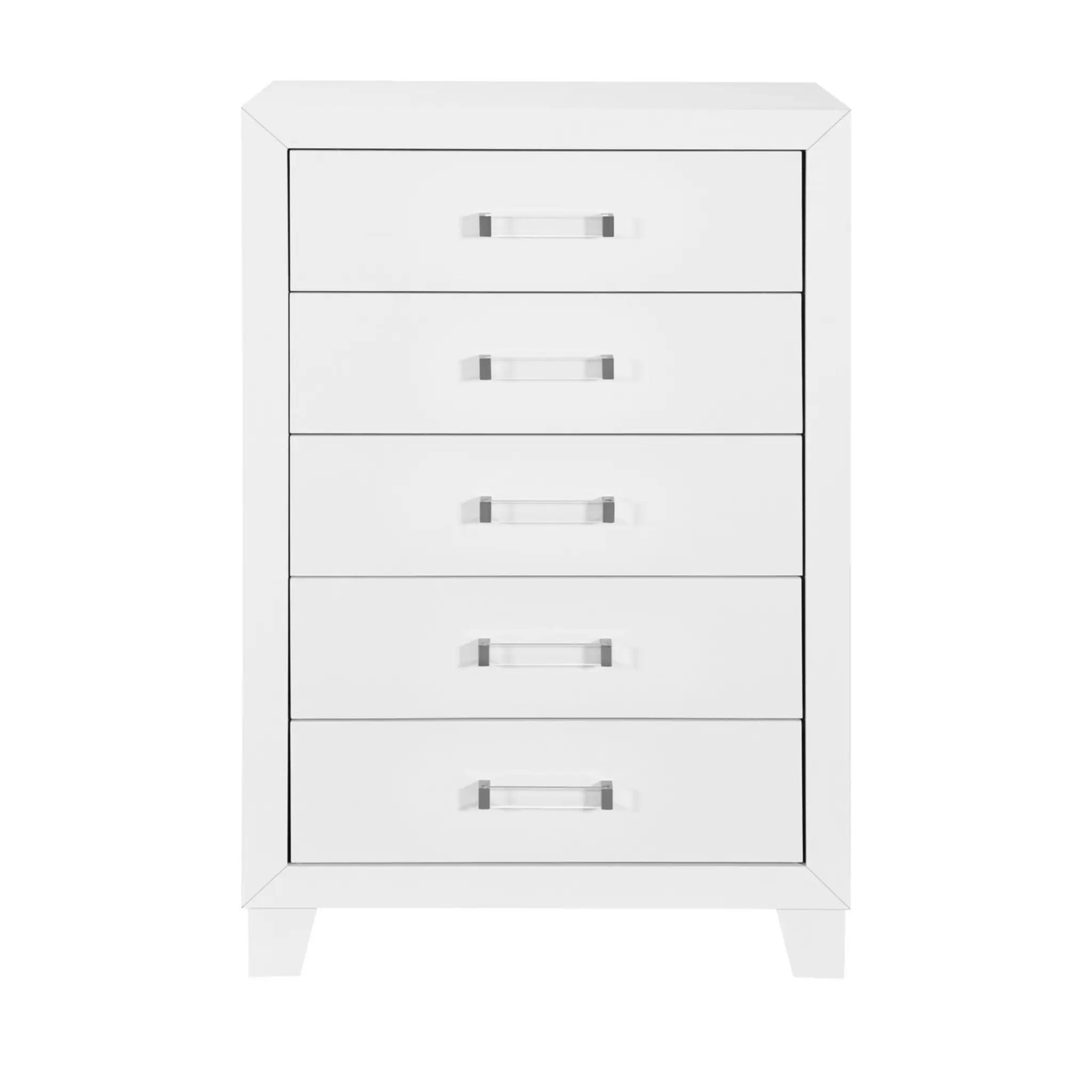 OMODA White 5 Drawer Modern Chest by HouseOfZazla