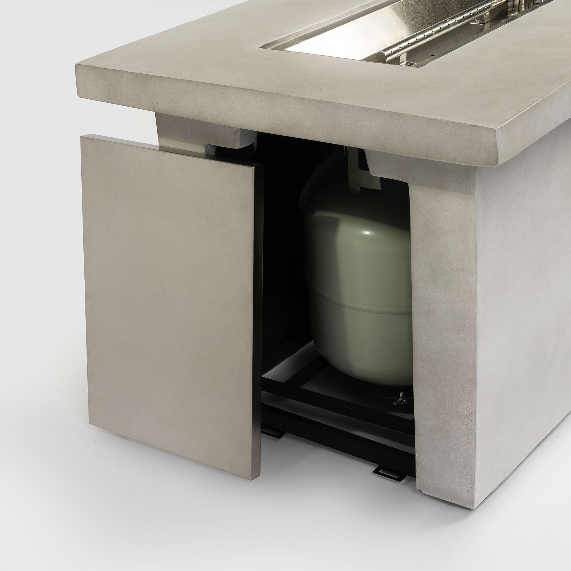 Rectangular Propane Gas Fire Pit Table With 60000 Btu For Outdoor Spaces - Light Gray by HouseOfZazla