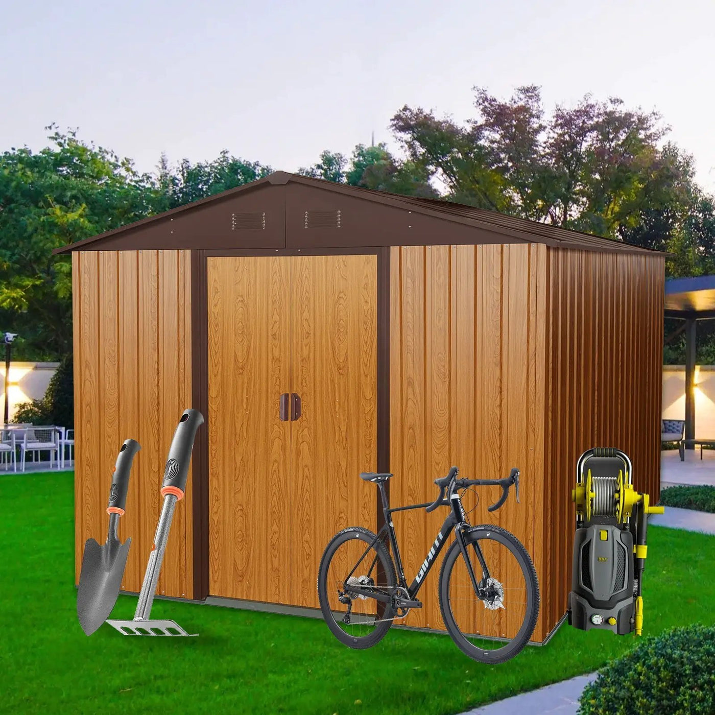 Outdoor Metal Storage Shed With Floor Base by HouseOfZazla