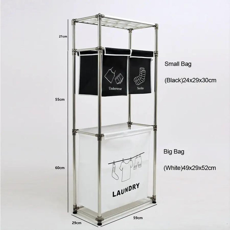 3 Tier Laundry Hamper Sorter with 4 Removable Bags by HouseOfZazla