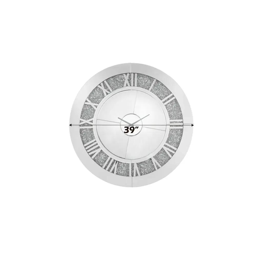 Noralie - 39" Wall Clock - Mirrored & Faux Diamonds by Unique Piece Furniture