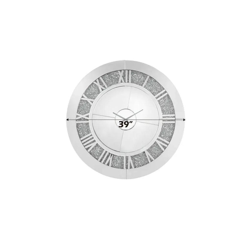 Noralie - 39" Wall Clock - Mirrored & Faux Diamonds by Unique Piece Furniture