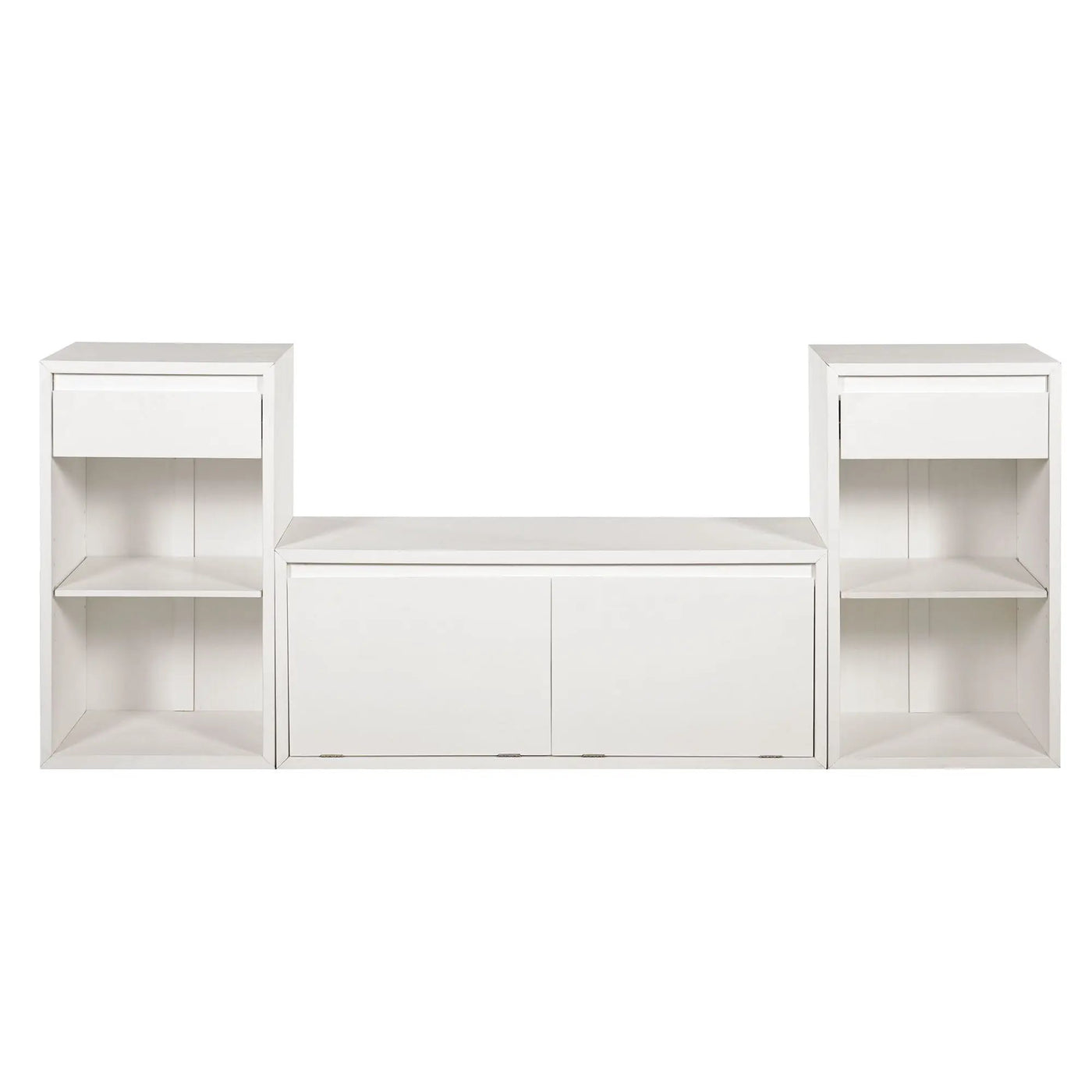 Entryway Storage Bench With Cushion, Drawers & Open Shelves by HouseOfZazla