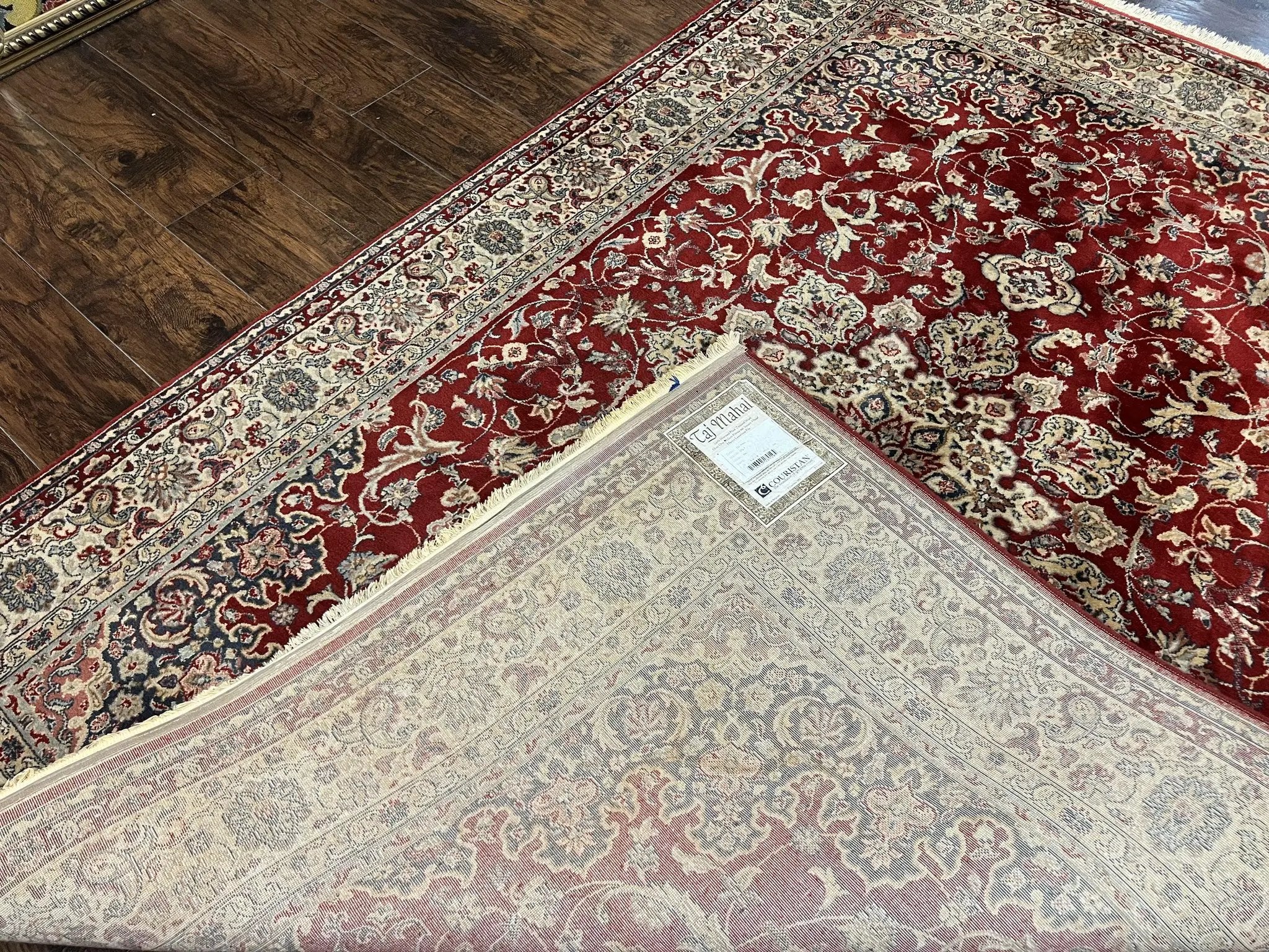 Couristan Rug 5.6 x 8, Floral Medallion, Dark Red Cream, Belgium Power Loomed Rug, Taj Mahal Rug, Vintage Oriental Wool Carpet by Jewel Rugs